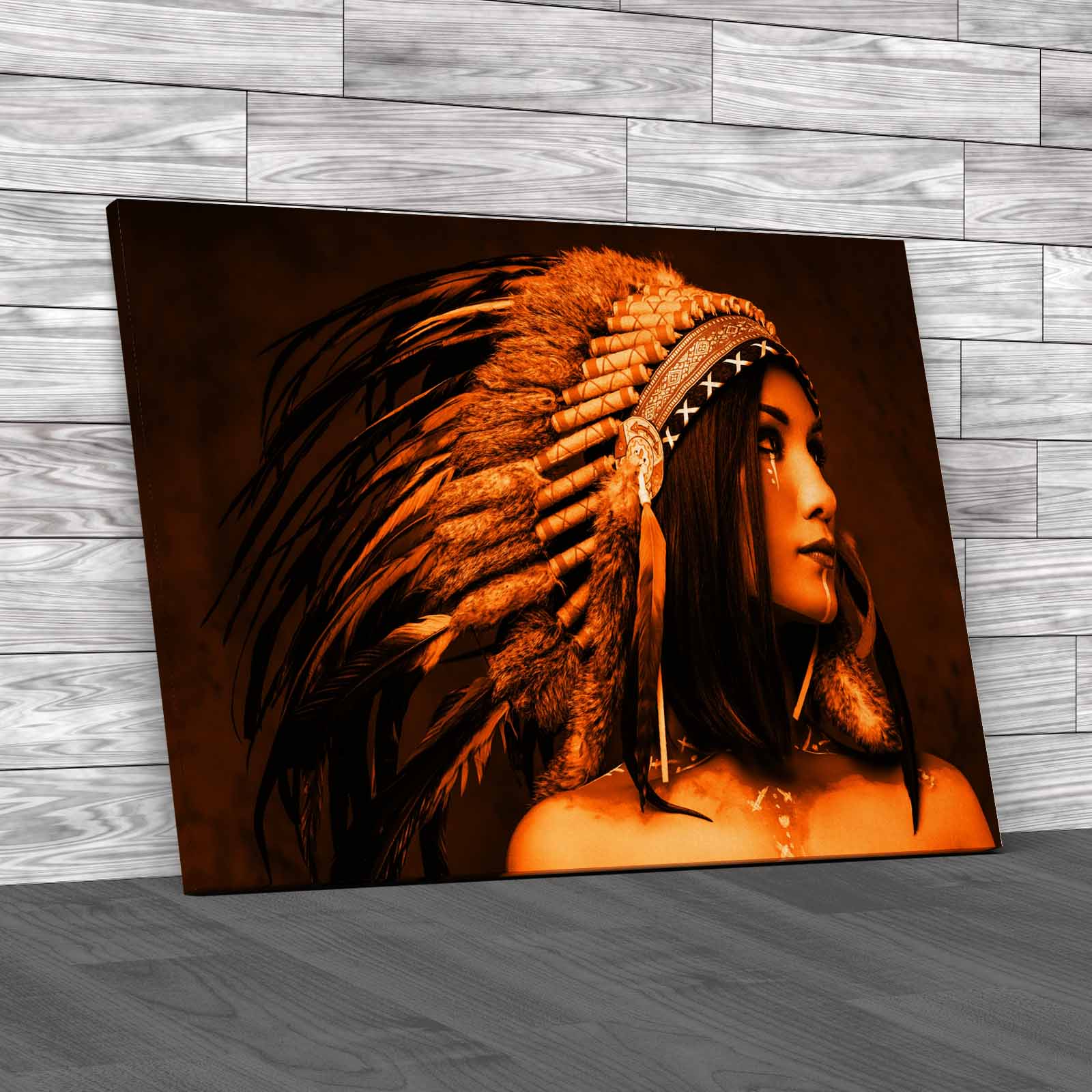 Closeup Portrait Of Shamanic Female With Indian Canvas Print Large Picture Wall - Picture 11 of 12