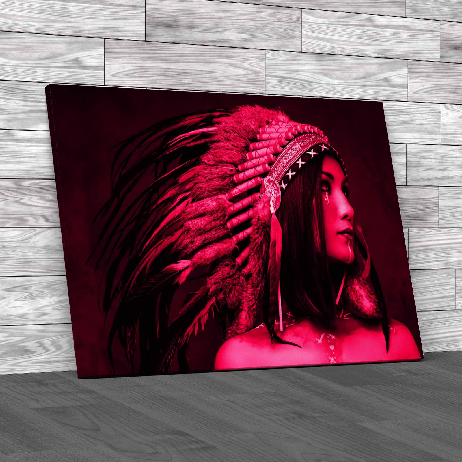 Closeup Portrait Of Shamanic Female With Indian Canvas Print Large Picture Wall - Picture 9 of 12