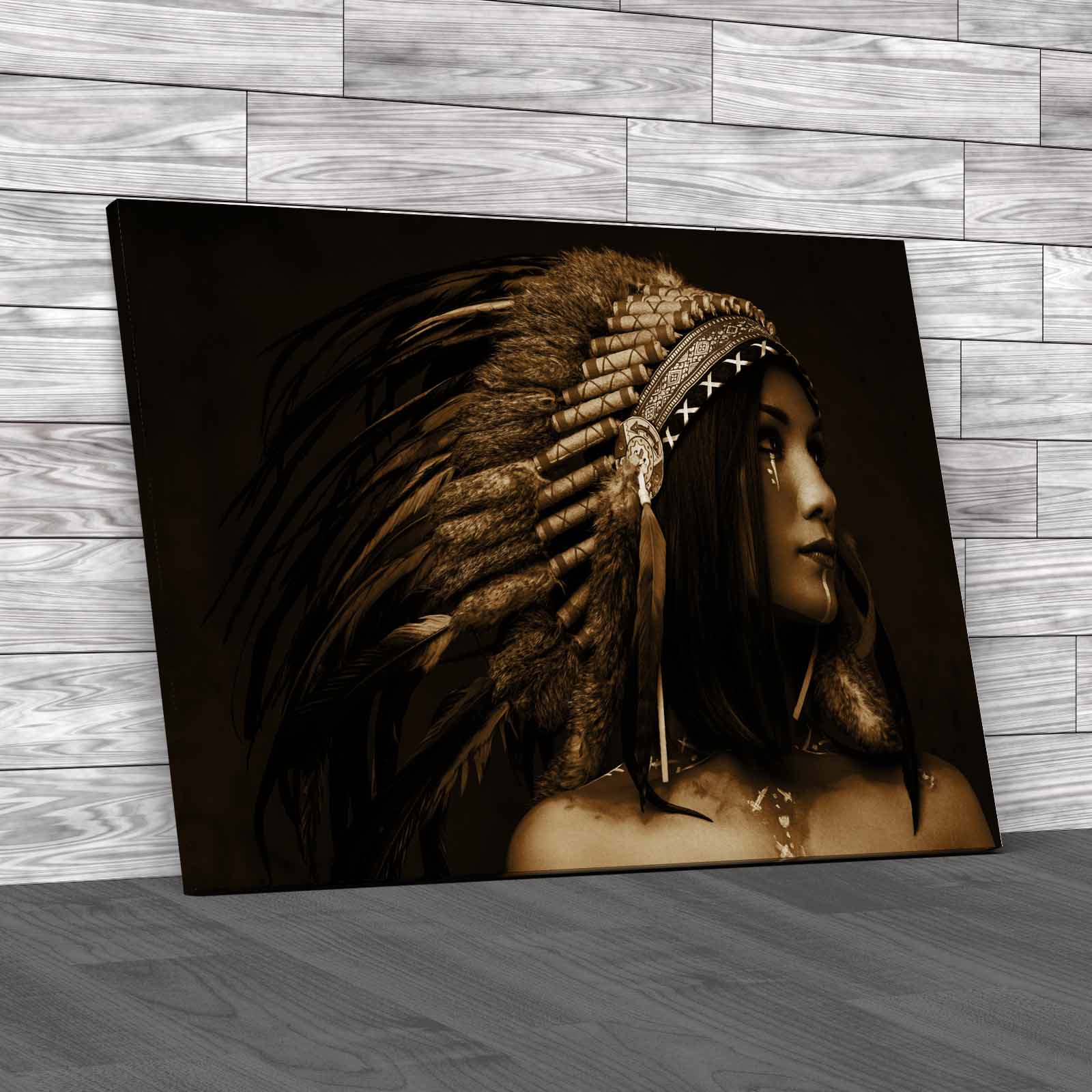Closeup Portrait Of Shamanic Female With Indian Canvas Print Large Picture Wall - Picture 12 of 12