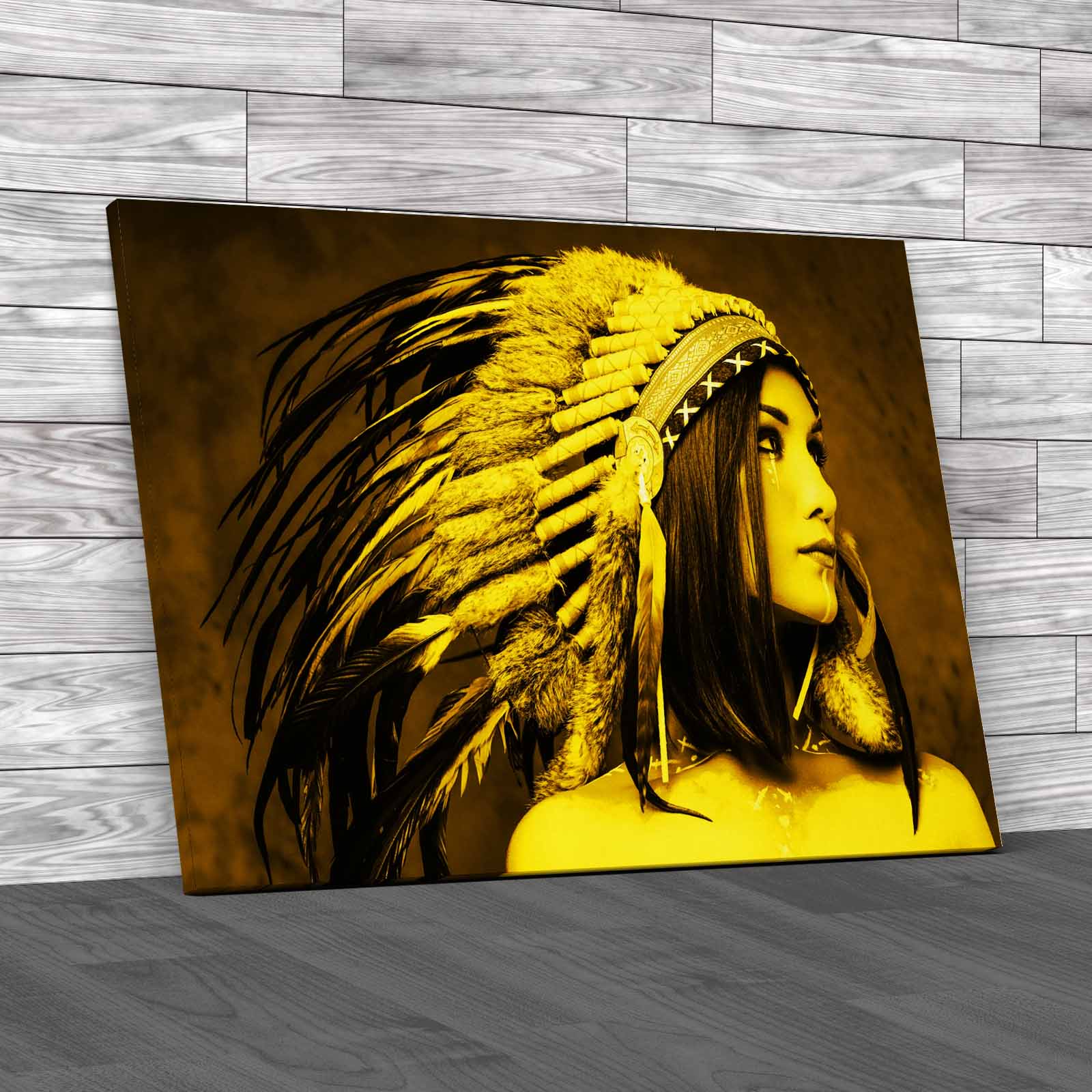 Closeup Portrait Of Shamanic Female With Indian Canvas Print Large Picture Wall - Picture 10 of 12