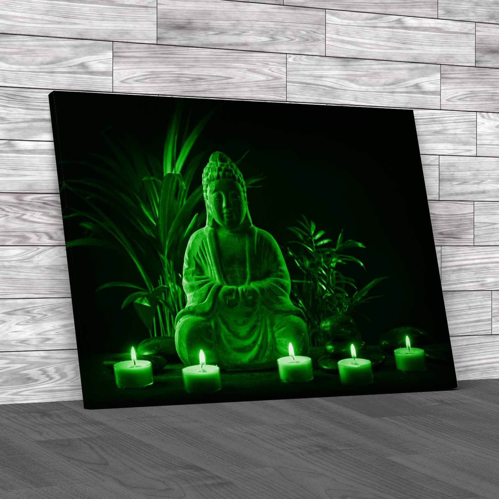 Zen Stone Buddha Statue Serene Candlelit Ethnic Canvas Print Large Picture Wall - Picture 7 of 12