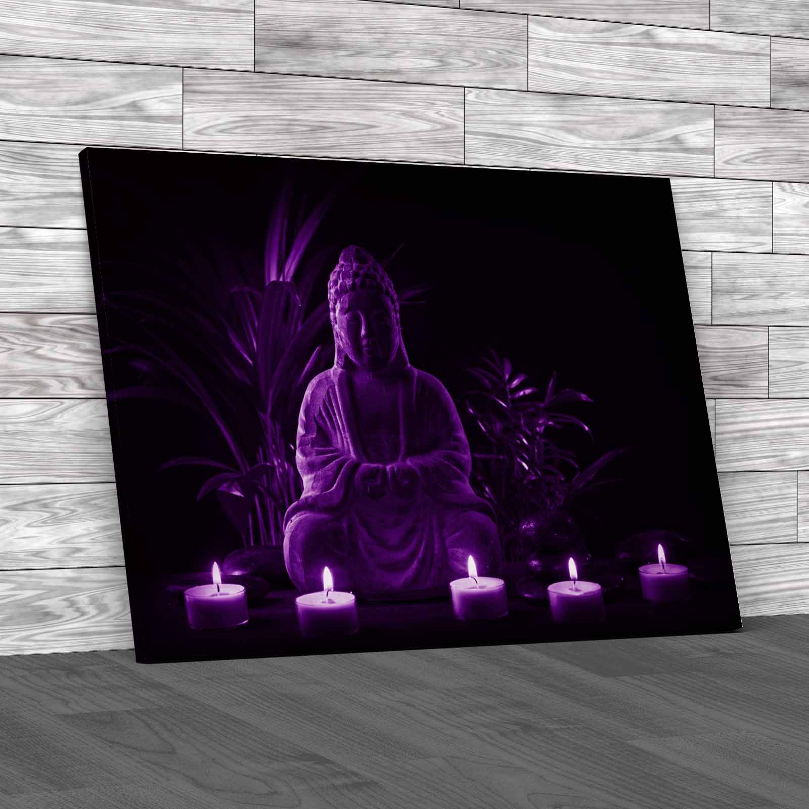 Zen Stone Buddha Statue Serene Candlelit Ethnic Canvas Print Large Picture Wall - Picture 8 of 12