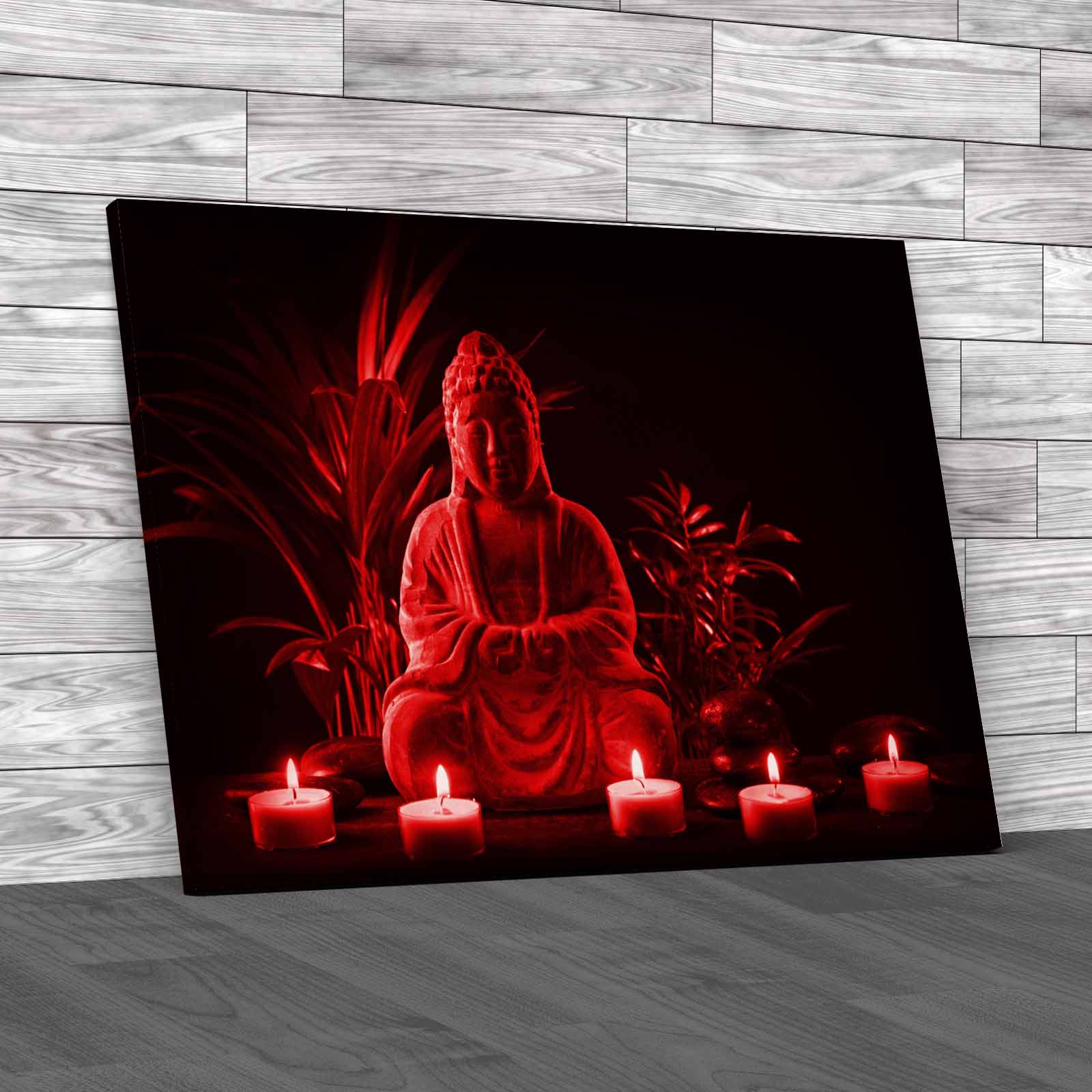 Zen Stone Buddha Statue Serene Candlelit Ethnic Canvas Print Large Picture Wall - Picture 4 of 12