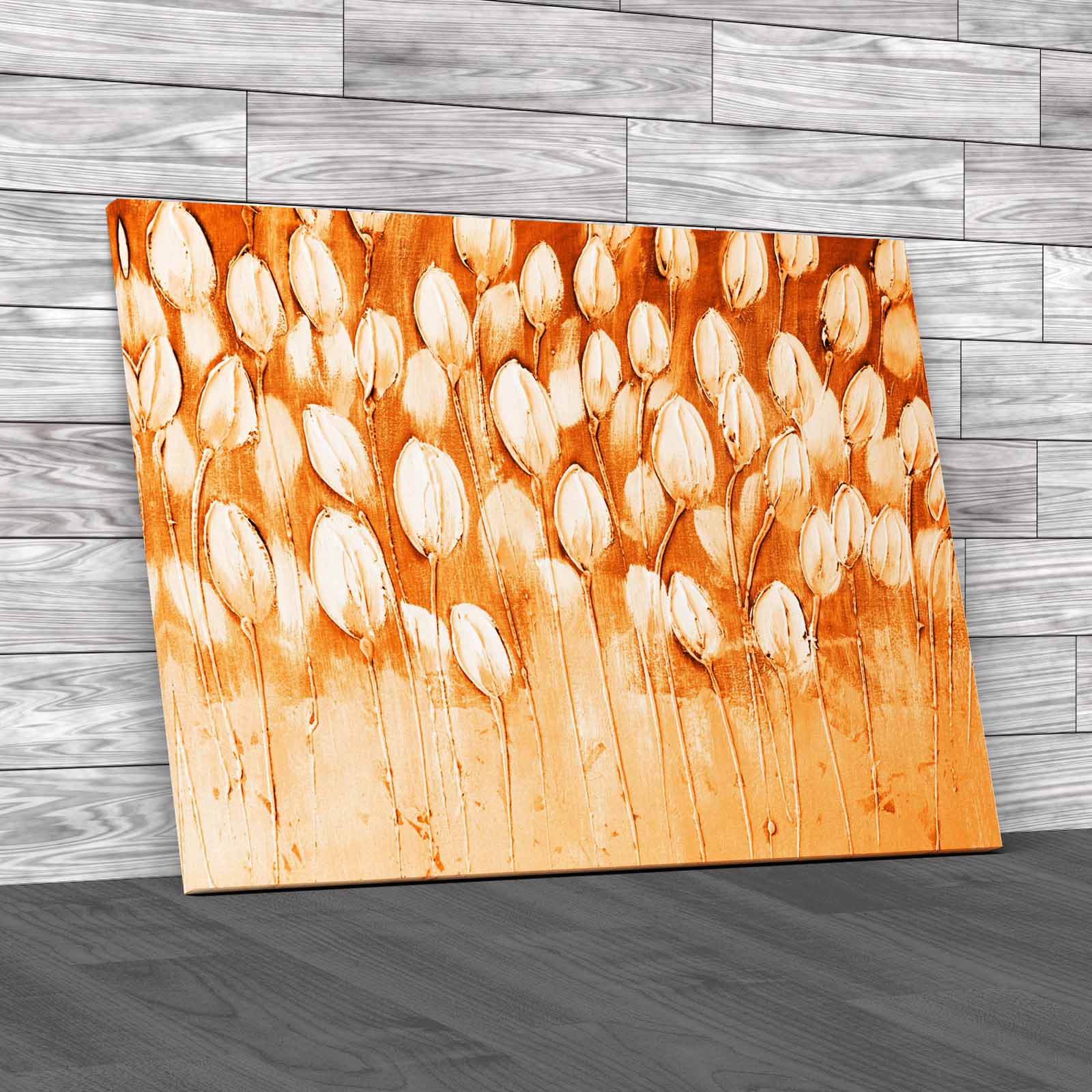 Hand Drawn Vintage Floral Template With Textured Canvas Print Large Picture