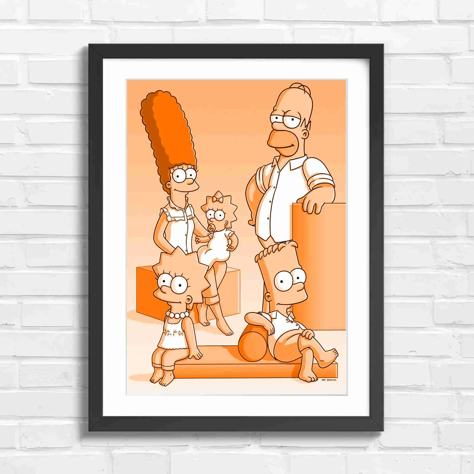 The Simpsons Family Portrait Art - Orange in Black Frame