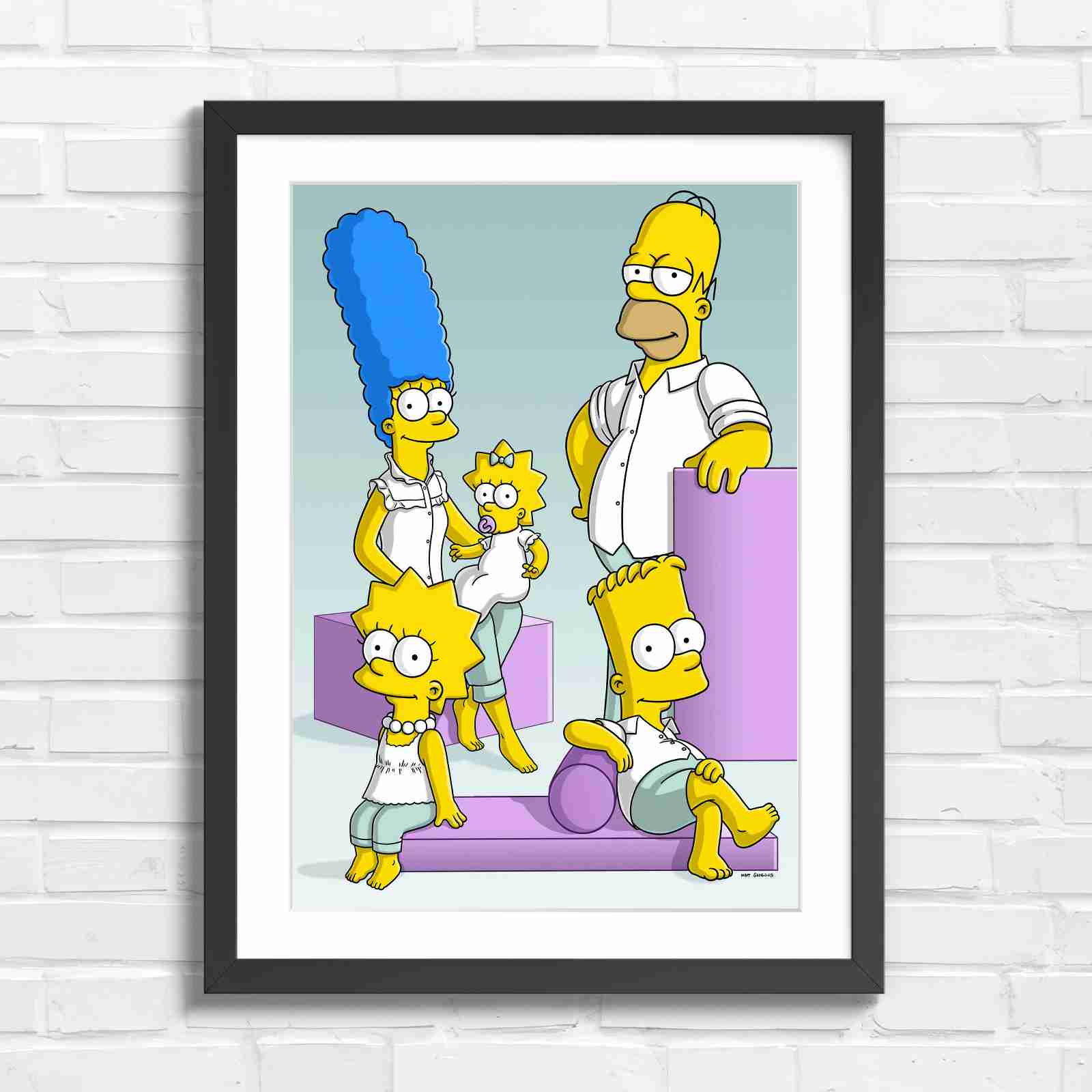 The Simpsons Family Portrait Art - Original in Black Frame