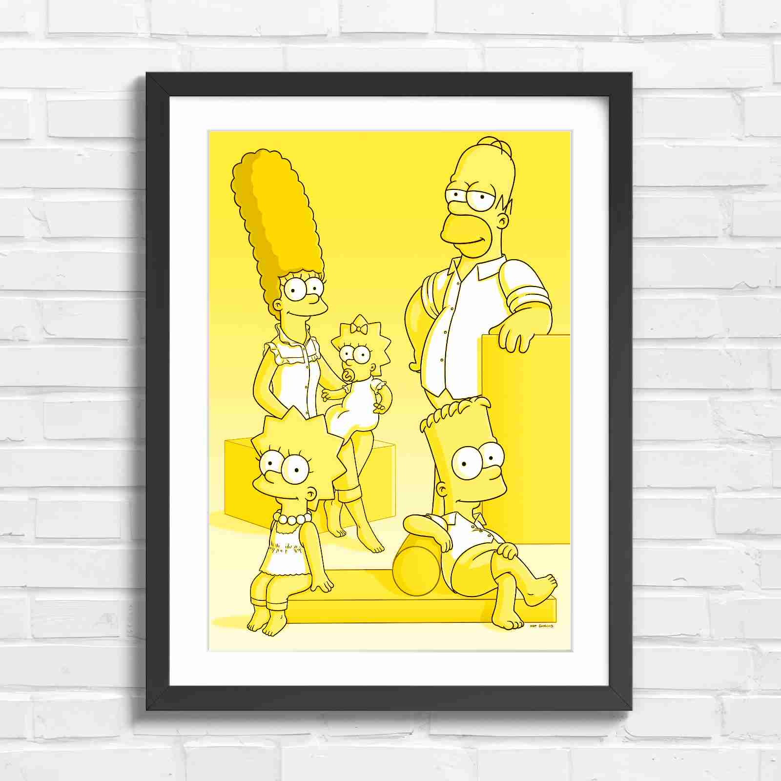 The Simpsons Family Portrait Art - Yellow in Black Frame