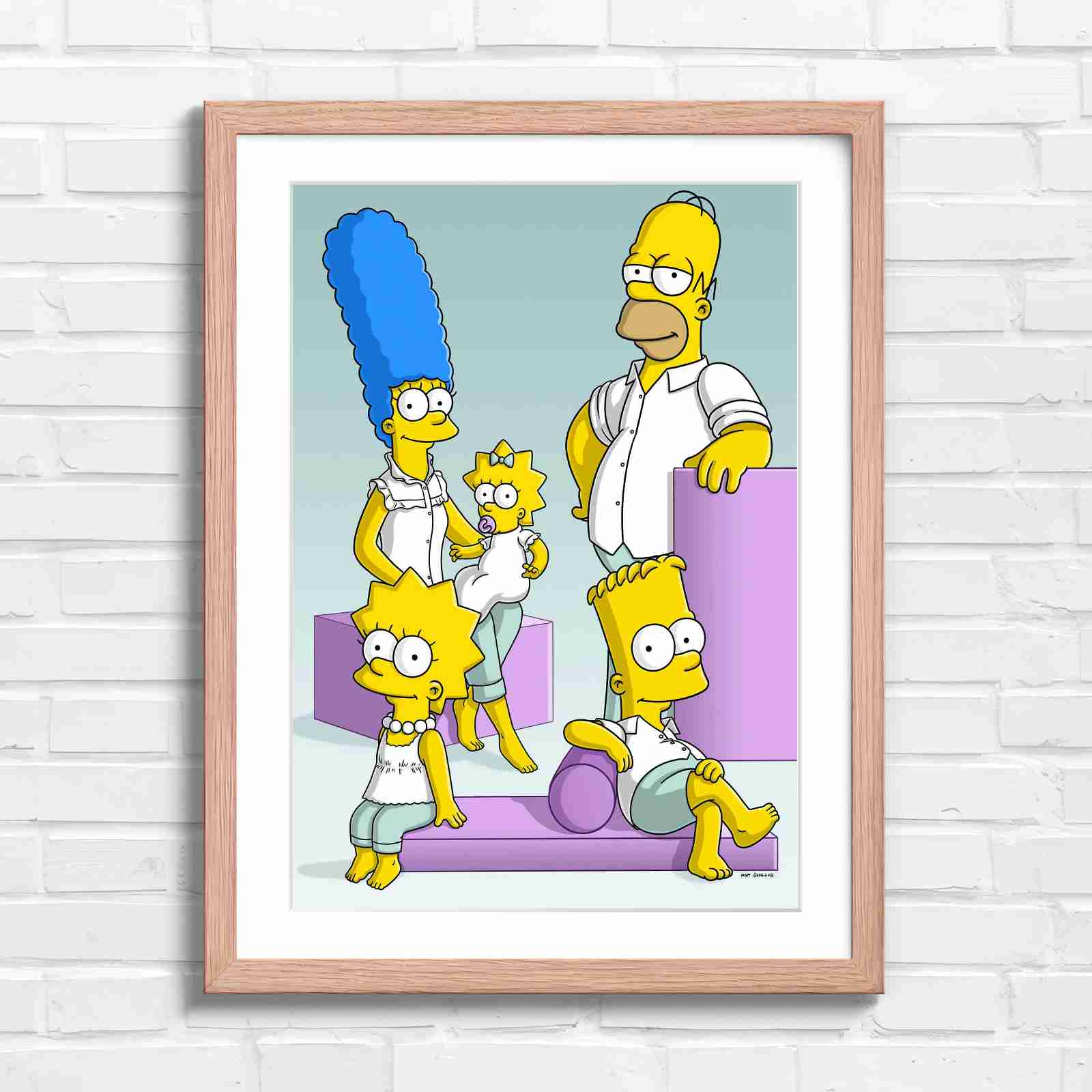 The Simpsons Family Portrait Art - Original in Oak Frame