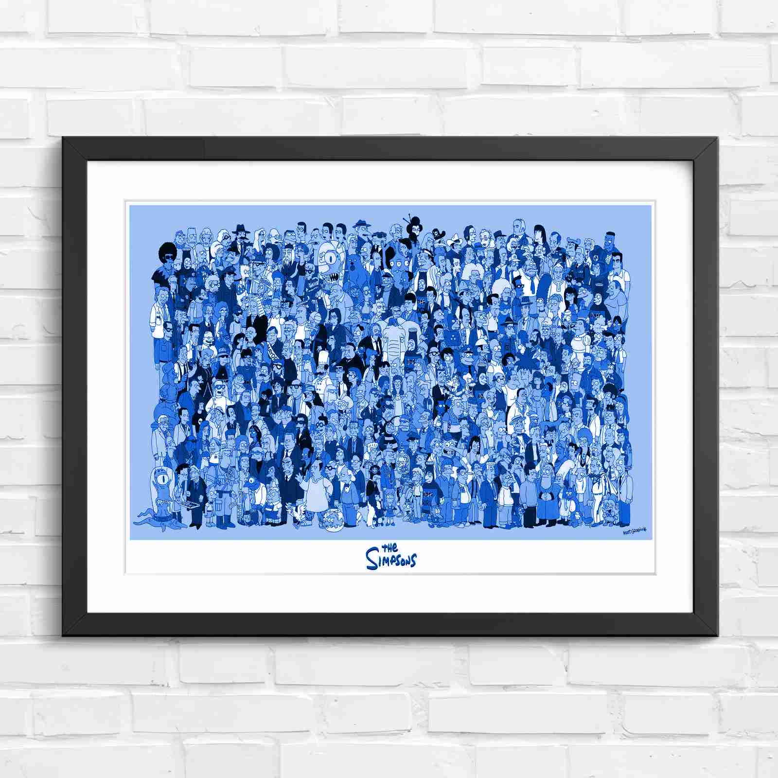 Massive The Simpsons Cast Gathering - Blue in Black Frame
