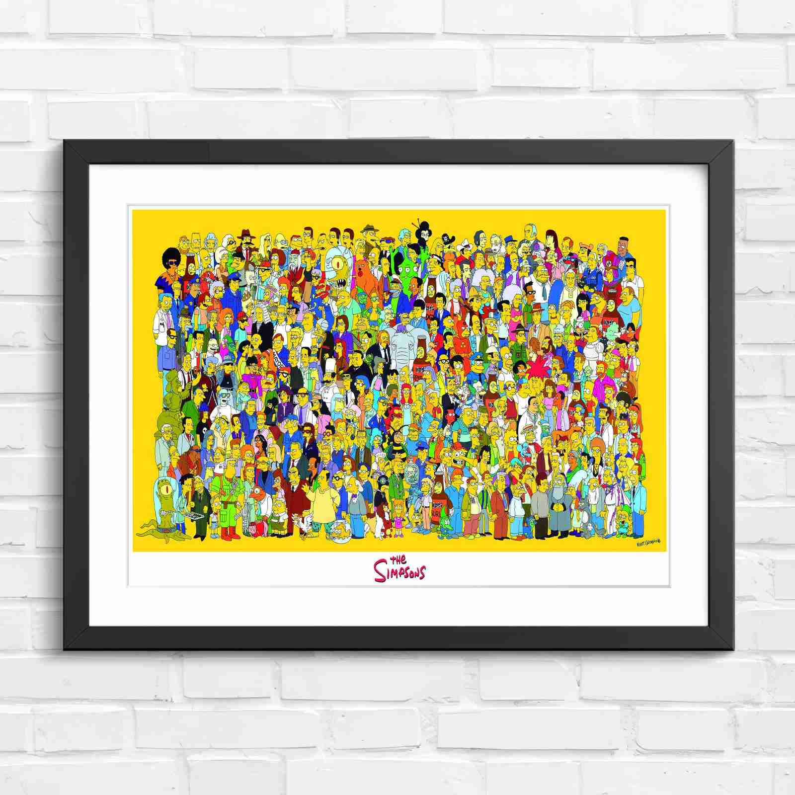 Massive The Simpsons Cast Gathering - Original in Black Frame