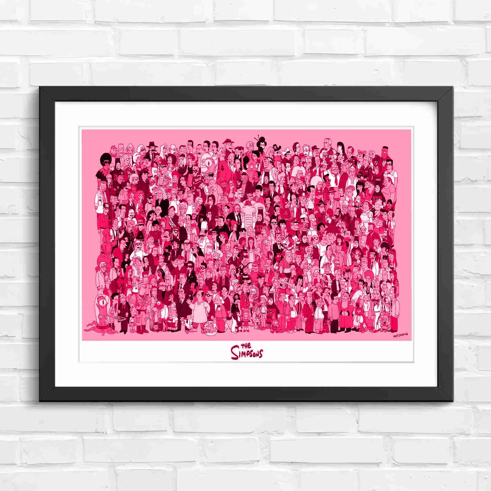 Massive The Simpsons Cast Gathering - Pink in Black Frame
