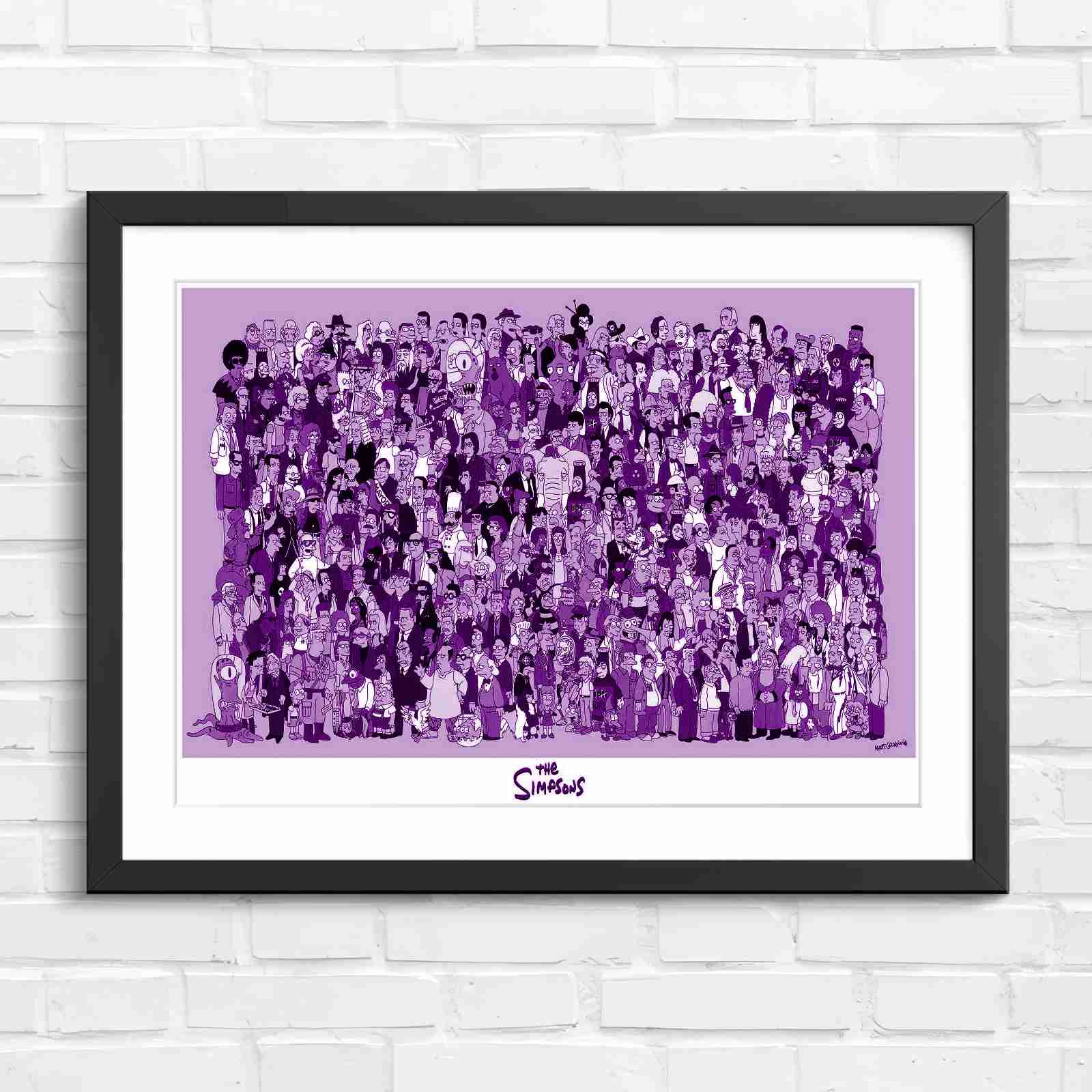 Massive The Simpsons Cast Gathering - Purple in Black Frame