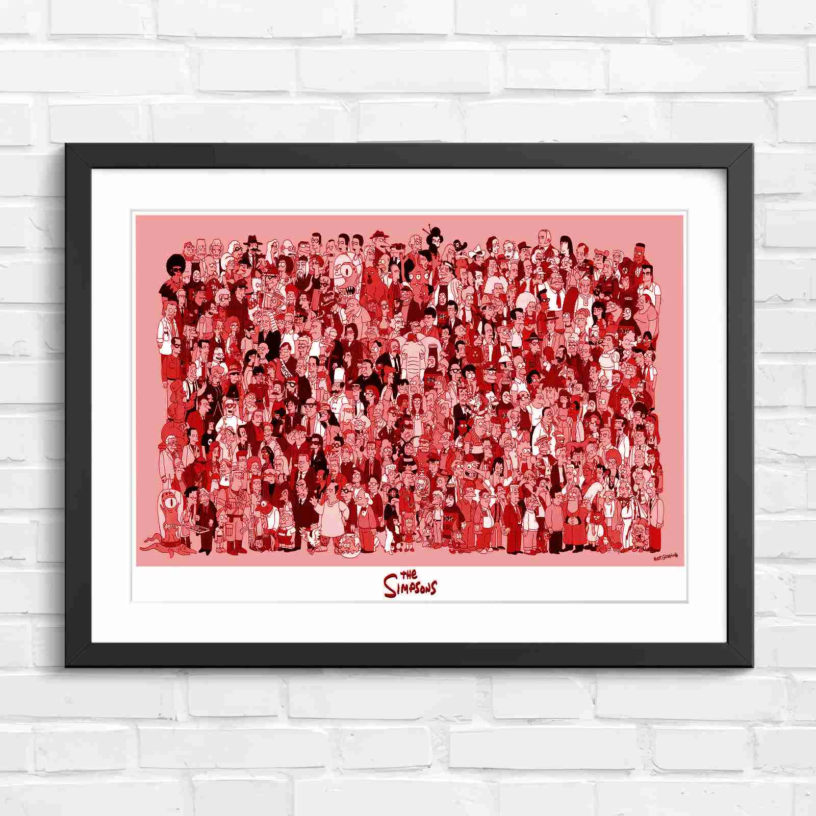 Massive The Simpsons Cast Gathering - Red in Black Frame