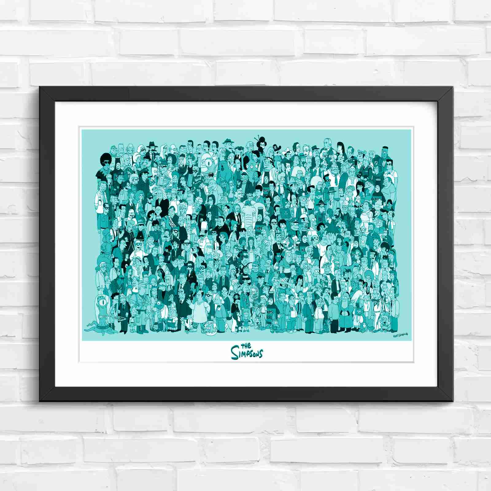 Massive The Simpsons Cast Gathering - Teal in Black Frame