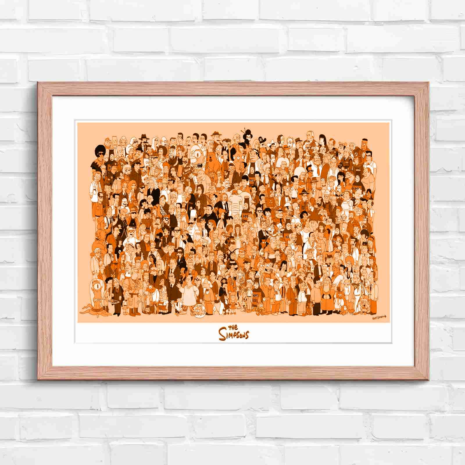 Massive The Simpsons Cast Gathering - Orange in Oak Frame