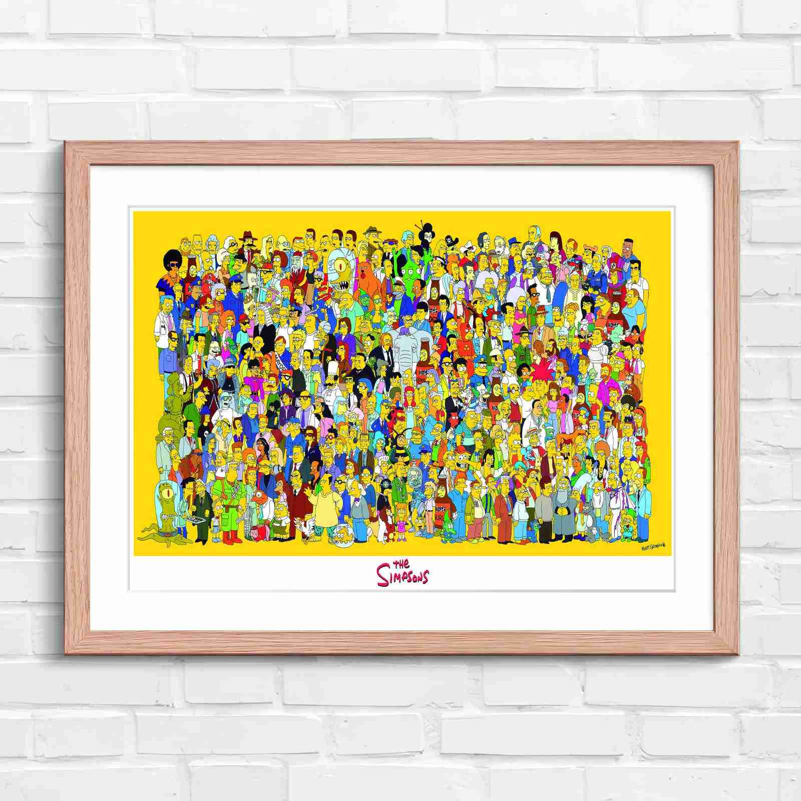 Massive The Simpsons Cast Gathering - Original in Oak Frame