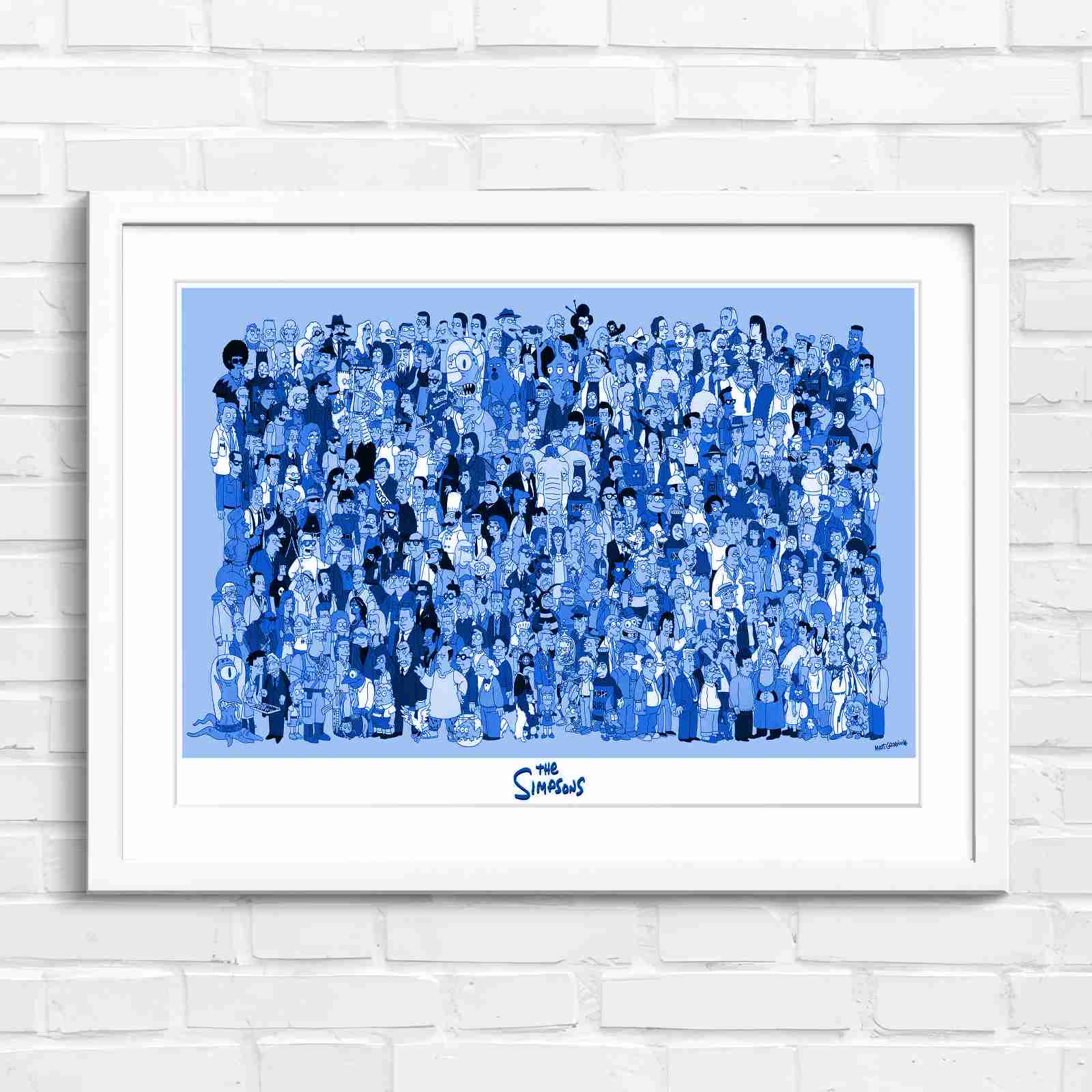 Massive The Simpsons Cast Gathering - Blue in White Frame