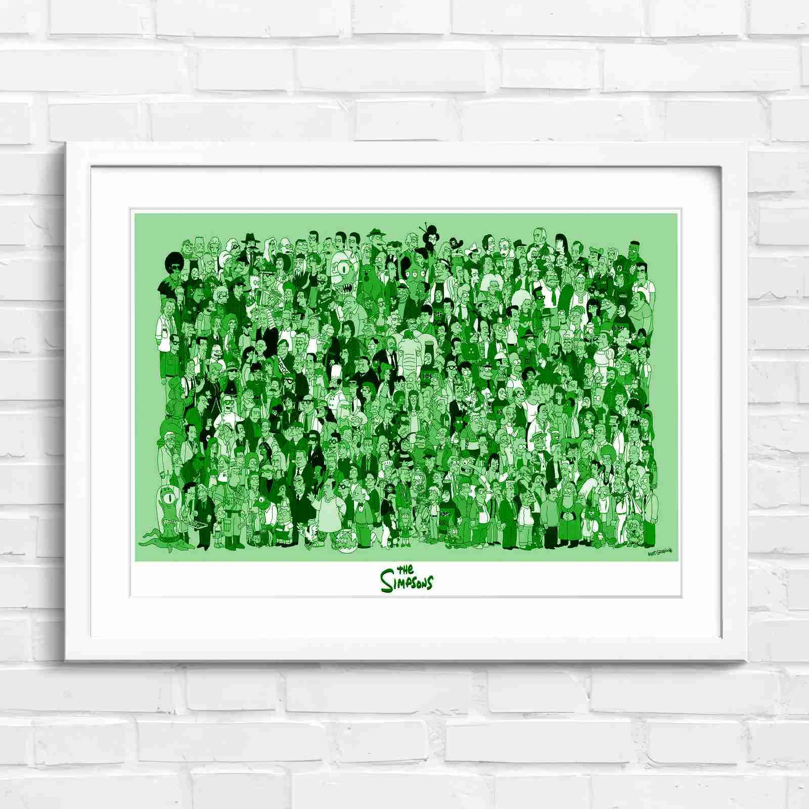 Massive The Simpsons Cast Gathering - Green in White Frame