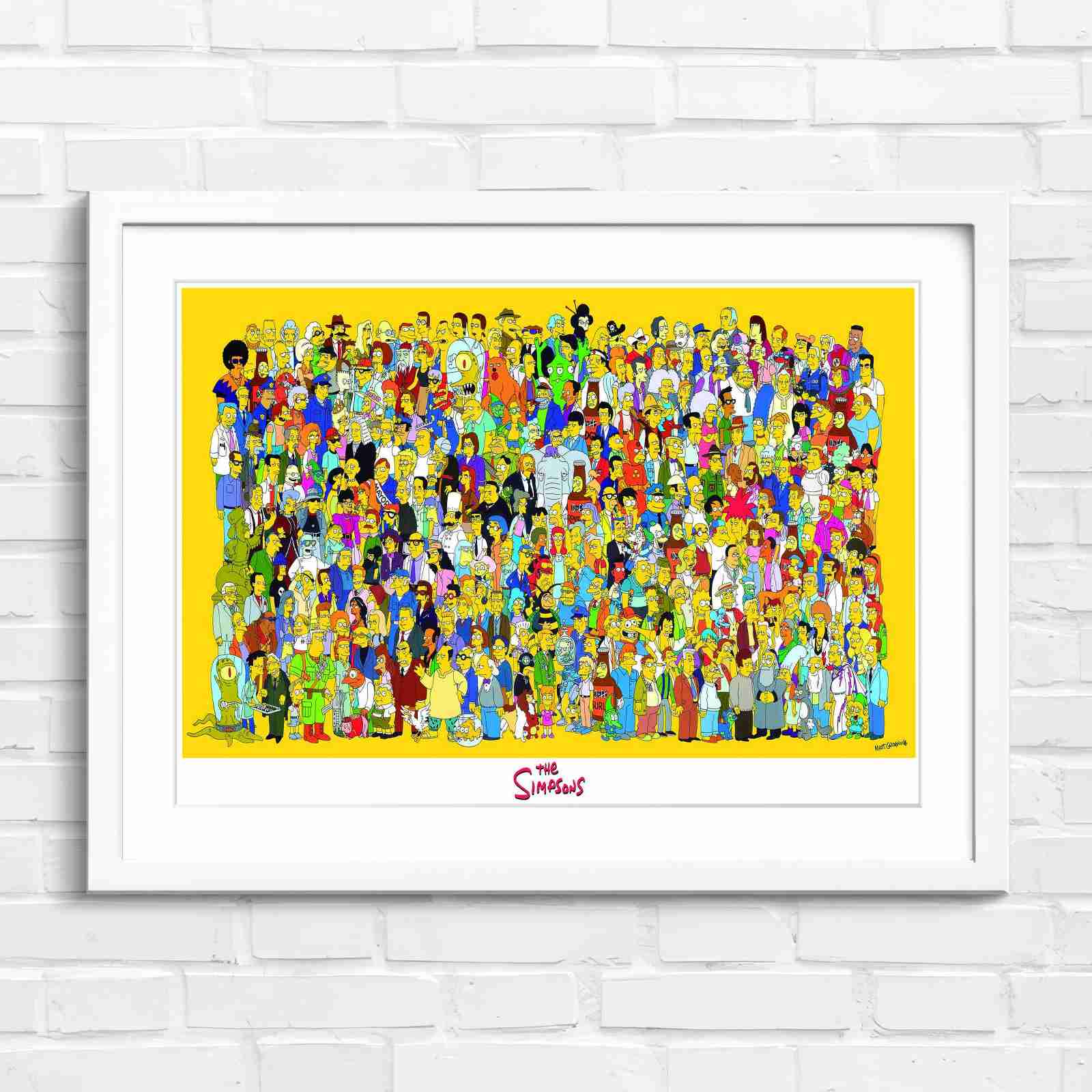 Massive The Simpsons Cast Gathering - Original in White Frame