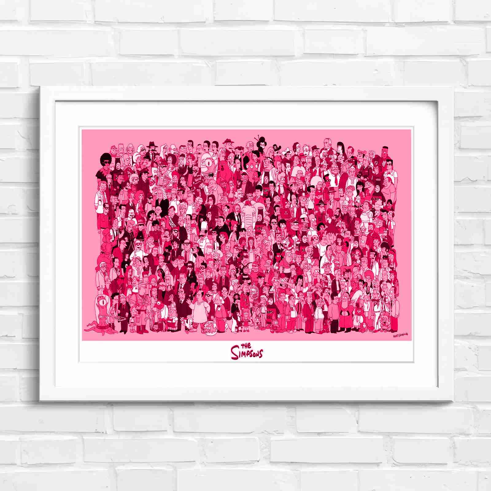 Massive The Simpsons Cast Gathering - Pink in White Frame