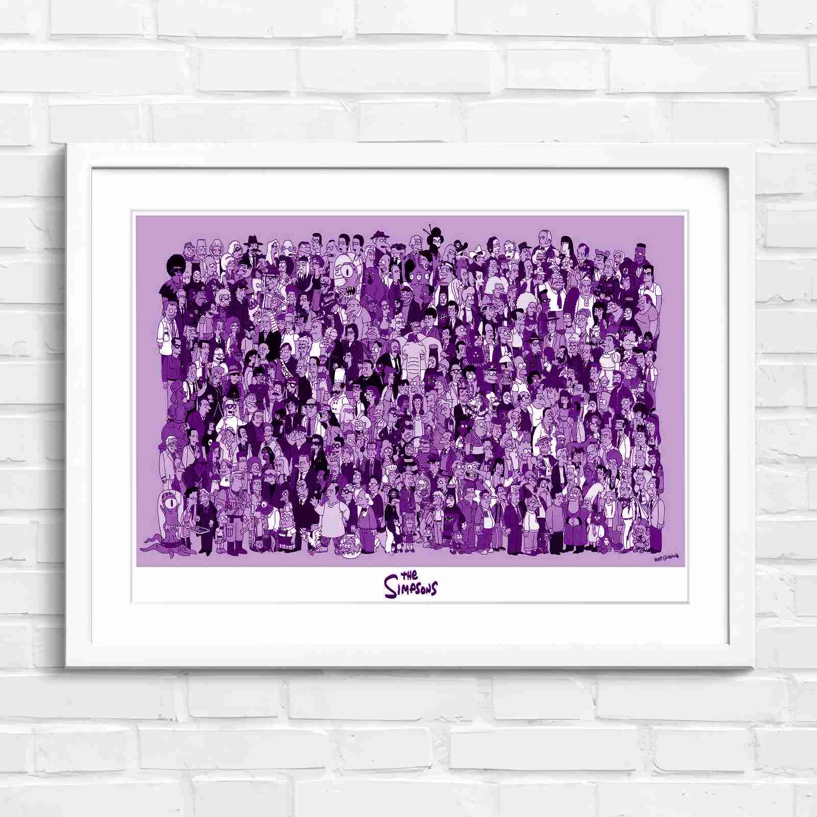 Massive The Simpsons Cast Gathering - Purple in White Frame