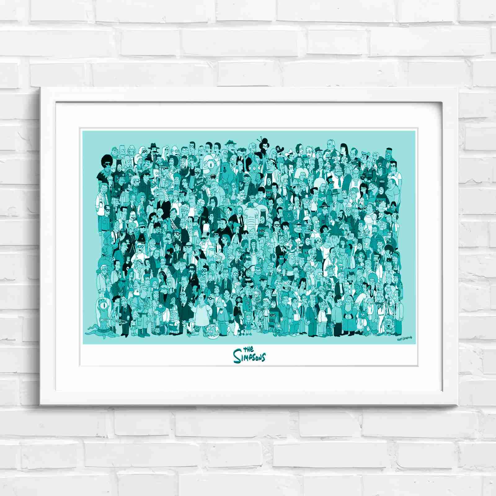 Massive The Simpsons Cast Gathering - Teal in White Frame