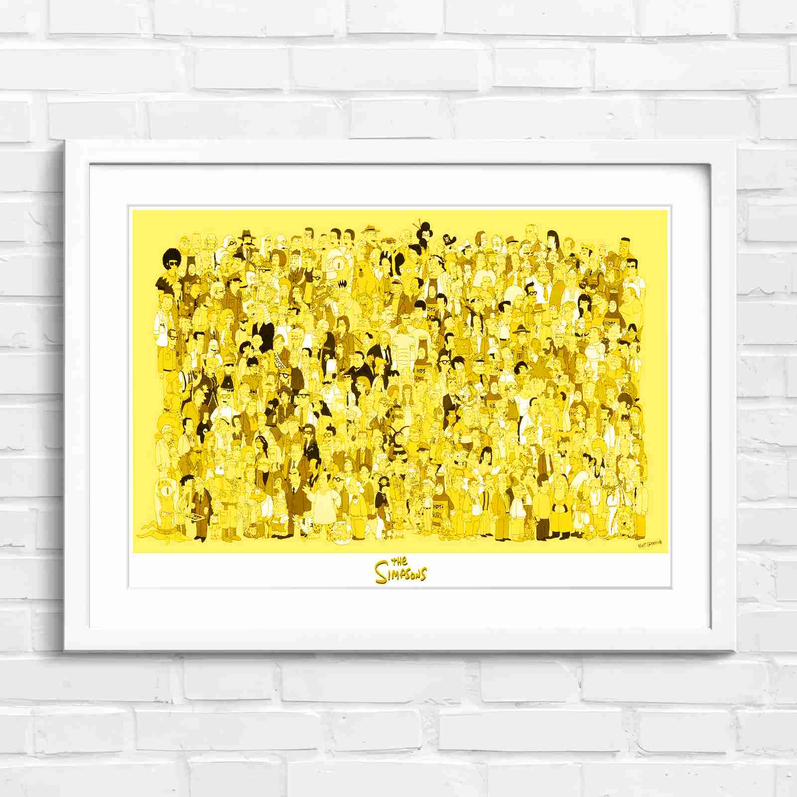 Massive The Simpsons Cast Gathering - Yellow in White Frame