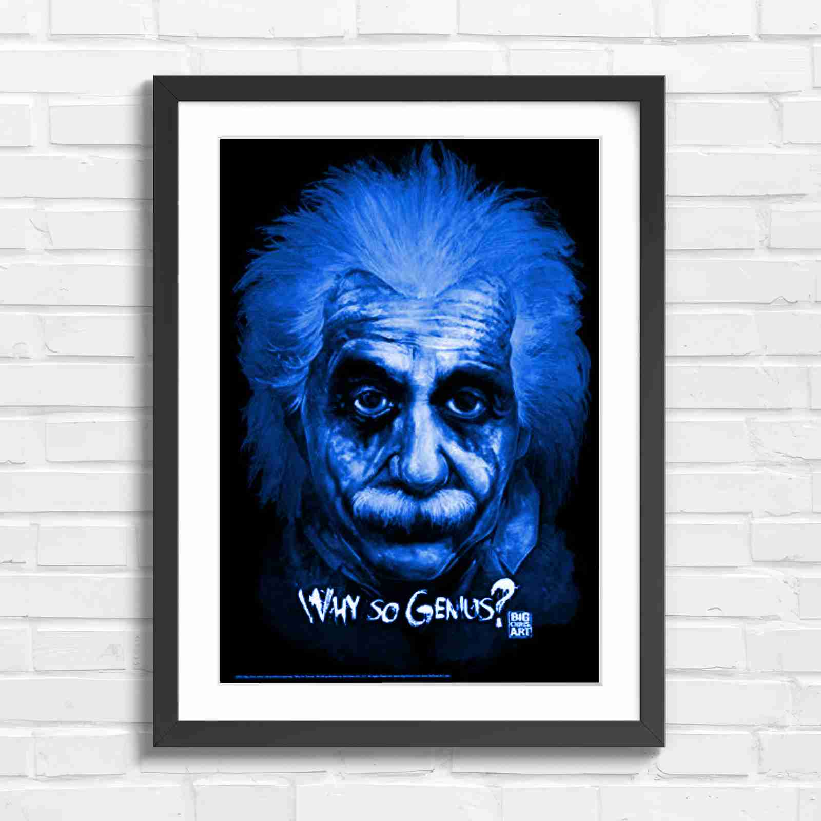 Joker Einstein Why So Genius - Blue in Black Frame