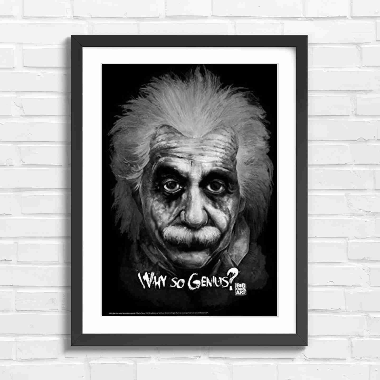 Joker Einstein Why So Genius - Black & White in Black Frame