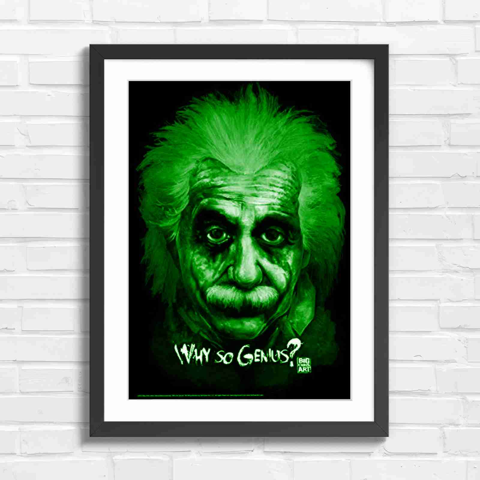 Joker Einstein Why So Genius - Green in Black Frame
