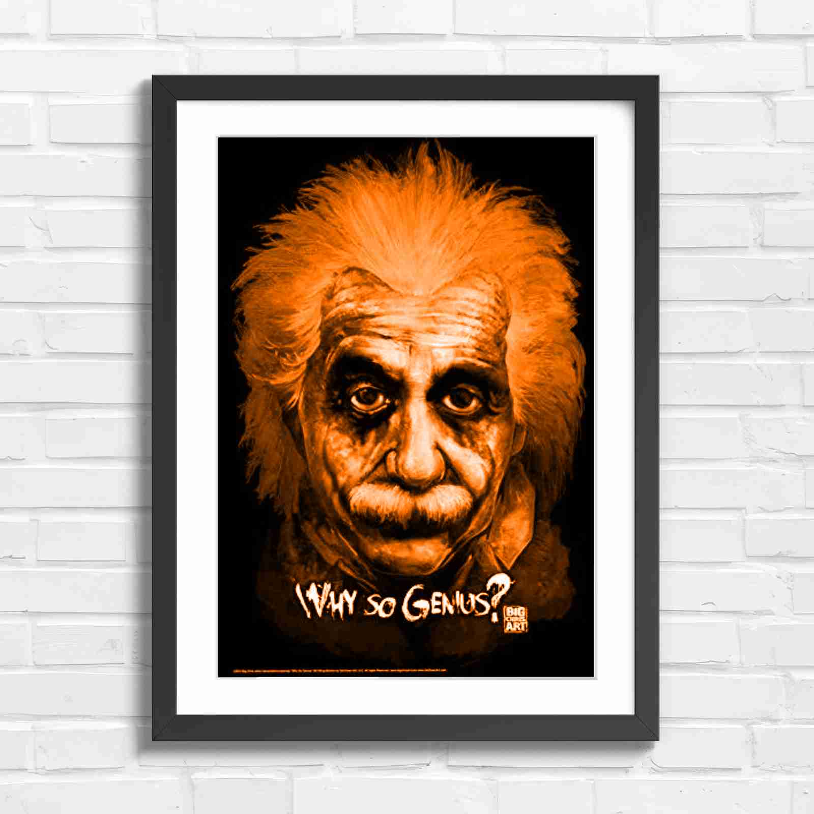 Joker Einstein Why So Genius - Orange in Black Frame