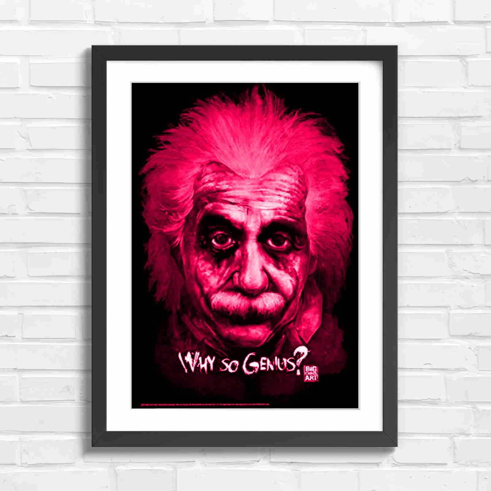 Joker Einstein Why So Genius - Pink in Black Frame