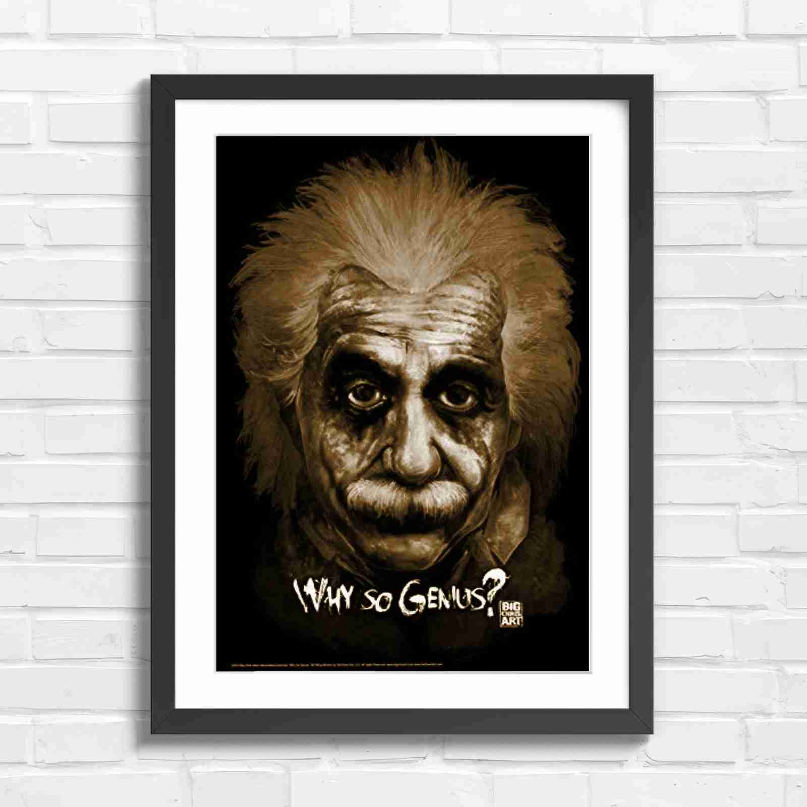 Joker Einstein Why So Genius - Sepia in Black Frame