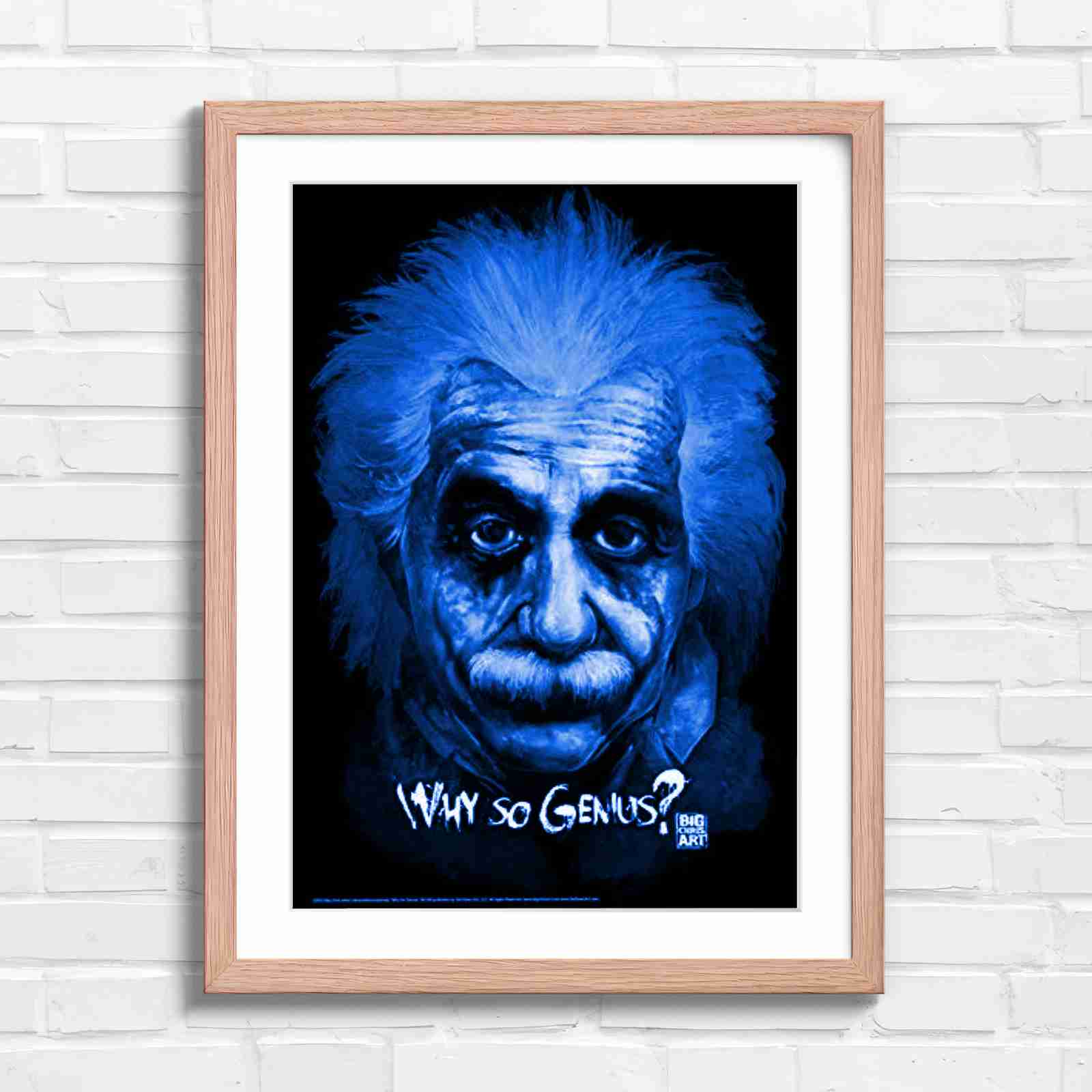 Joker Einstein Why So Genius - Blue in Oak Frame