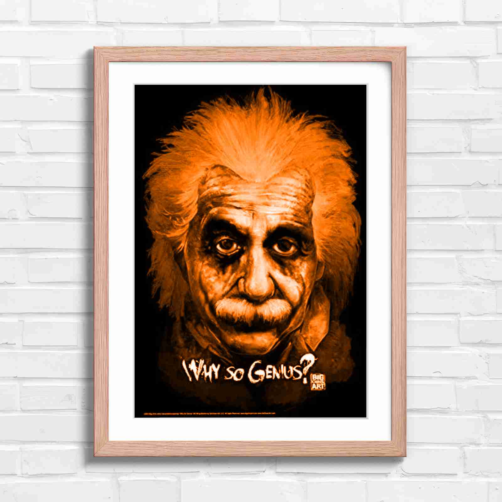 Joker Einstein Why So Genius - Orange in Oak Frame
