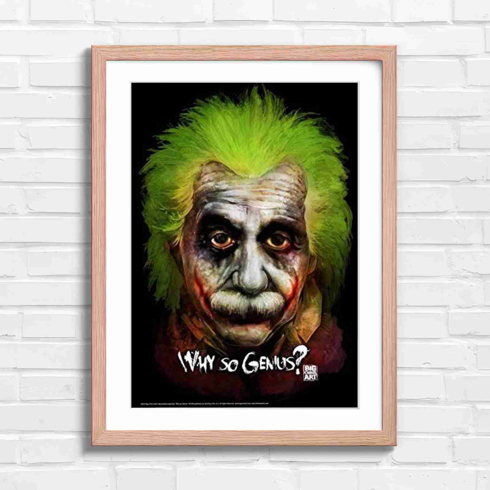 Joker Einstein Why So Genius - Original in Oak Frame