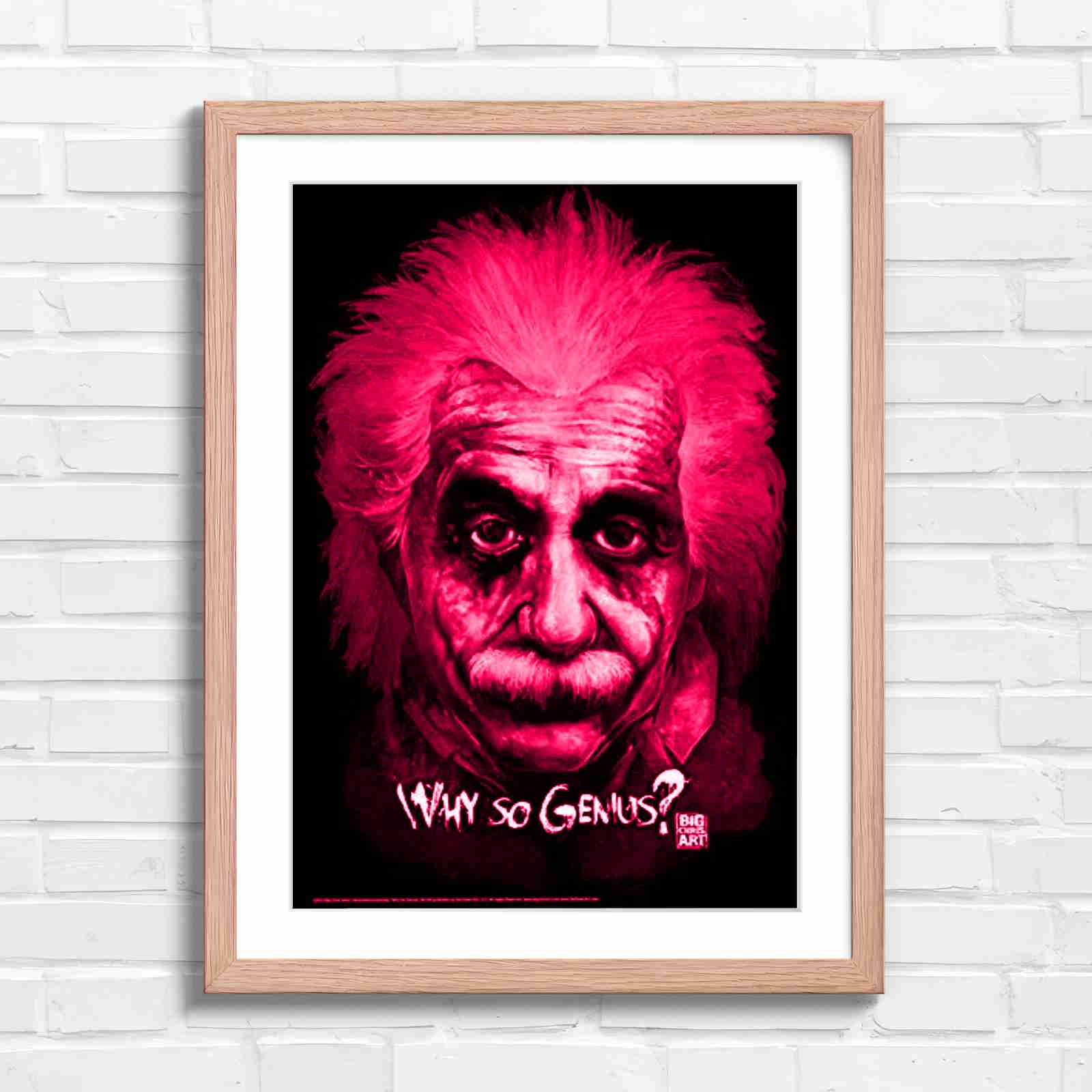 Joker Einstein Why So Genius - Pink in Oak Frame