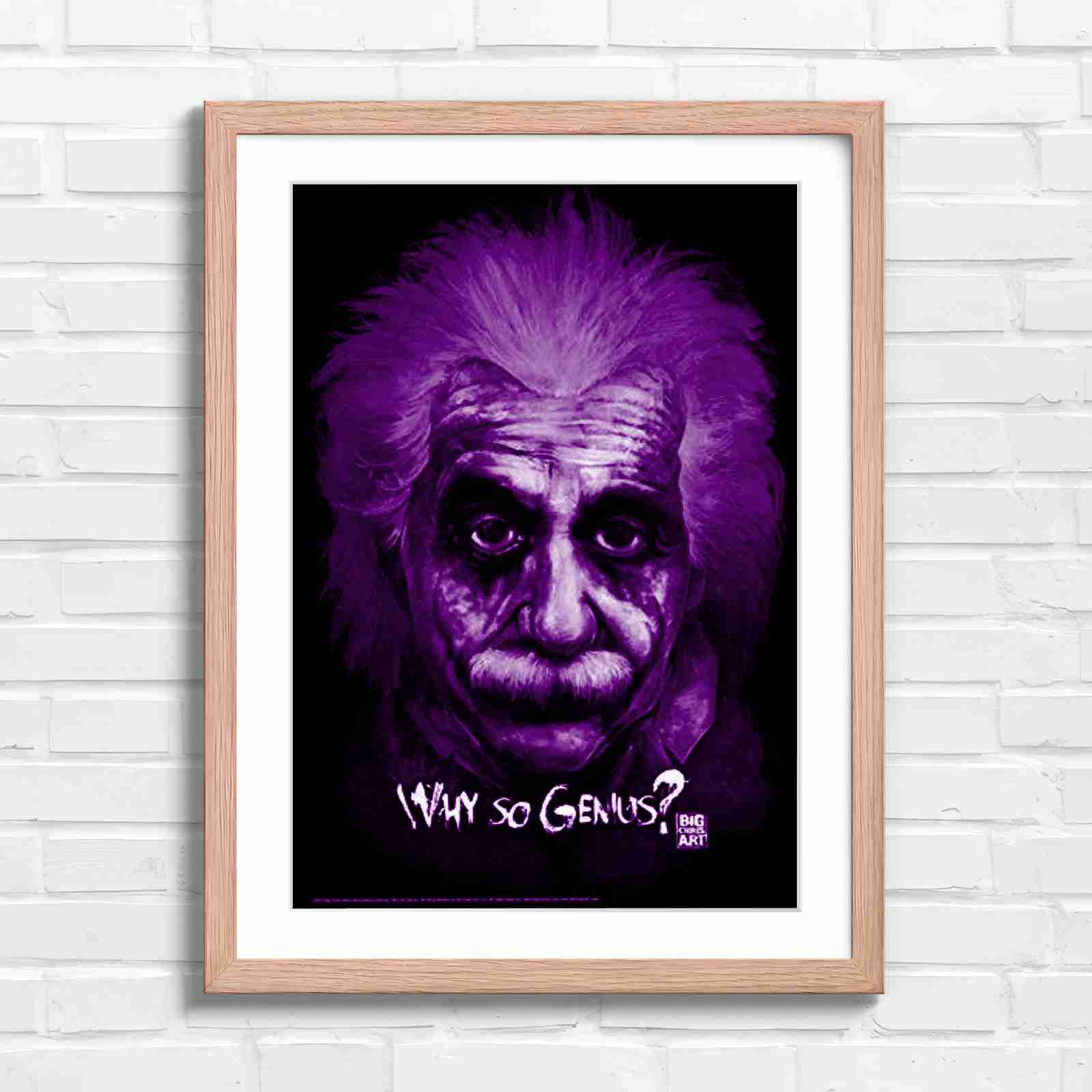 Joker Einstein Why So Genius - Purple in Oak Frame