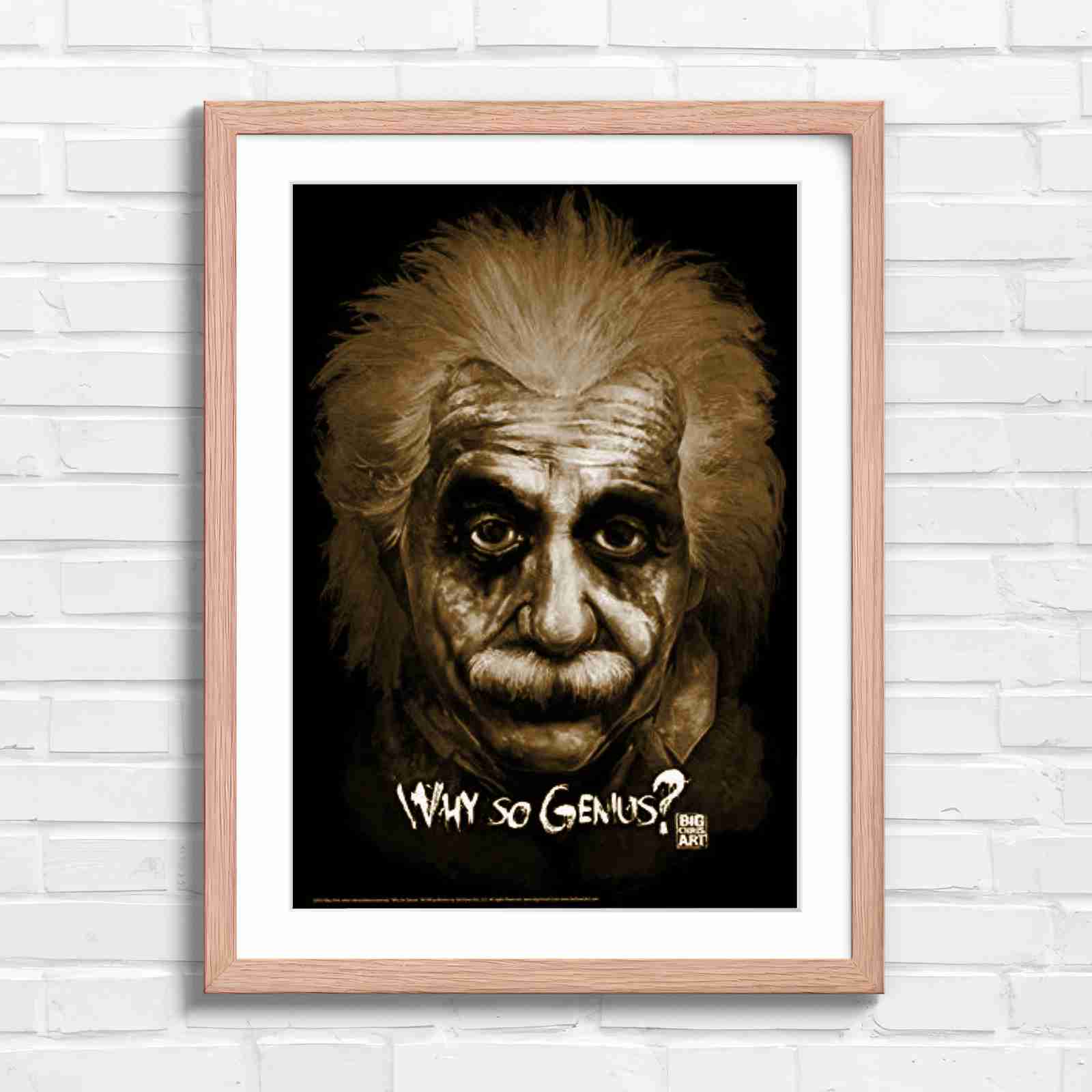 Joker Einstein Why So Genius - Sepia in Oak Frame