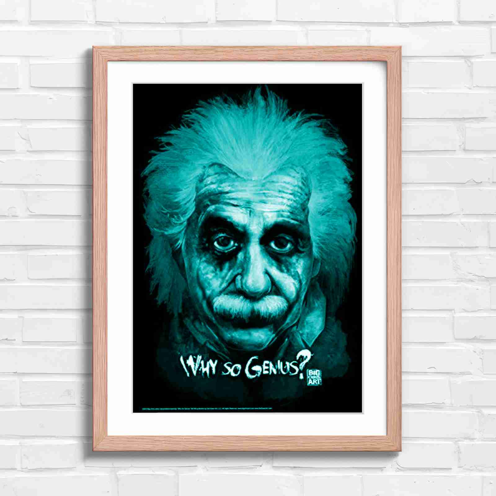 Joker Einstein Why So Genius - Teal in Oak Frame