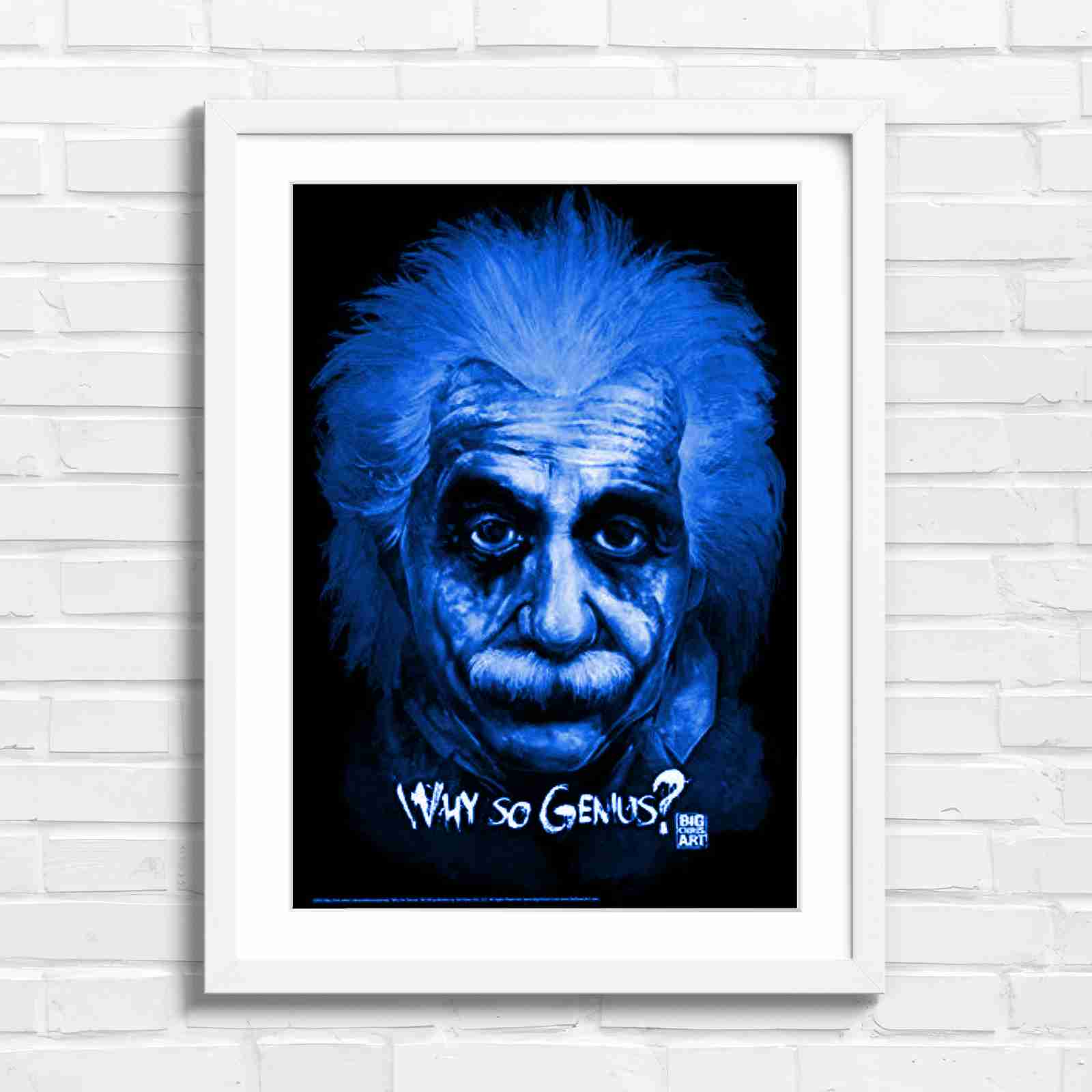 Joker Einstein Why So Genius - Blue in White Frame