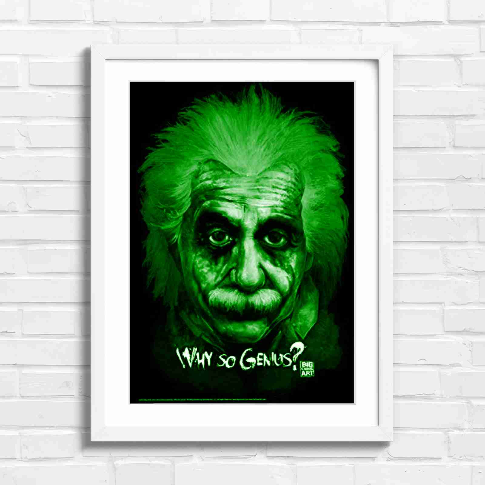 Joker Einstein Why So Genius - Green in White Frame
