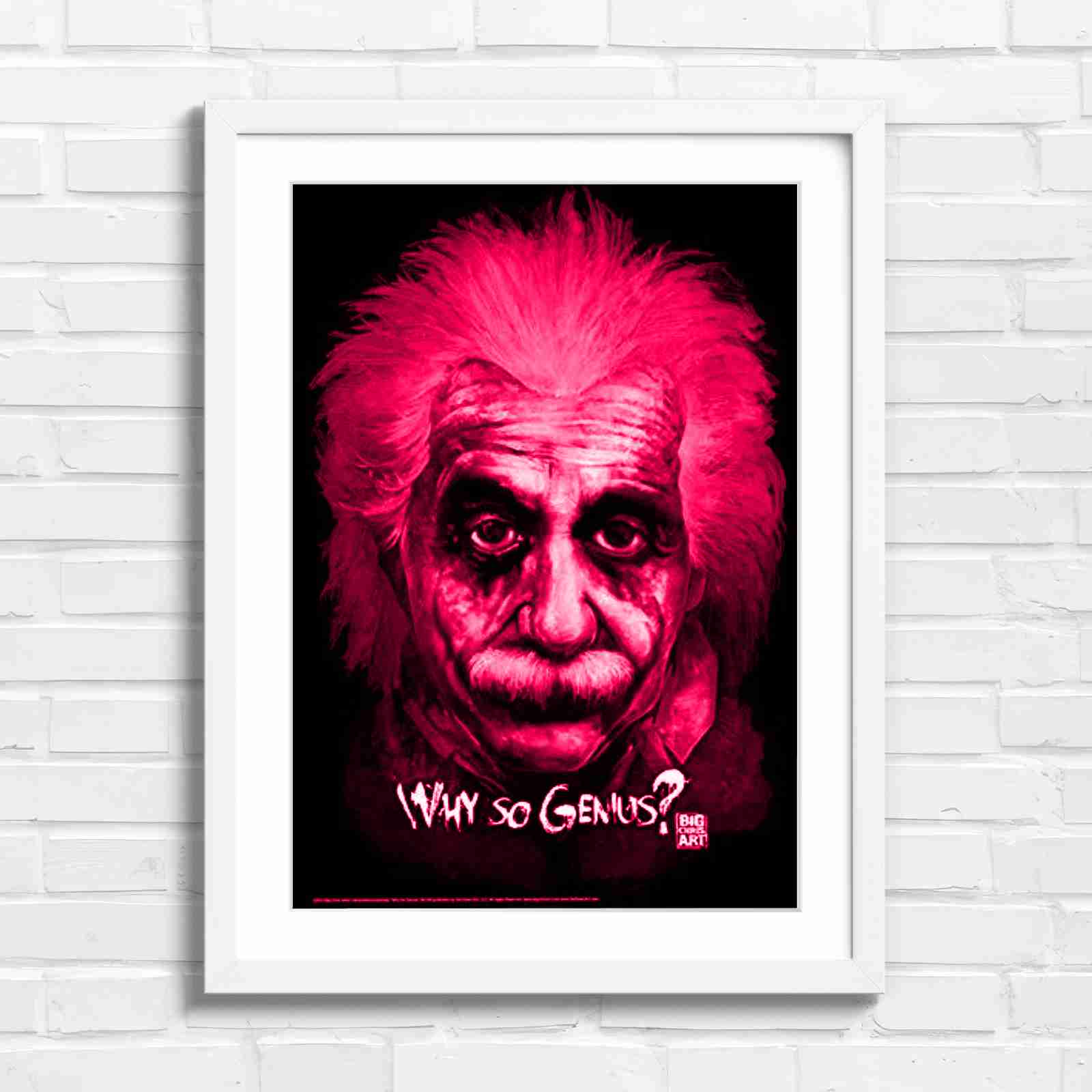 Joker Einstein Why So Genius - Pink in White Frame