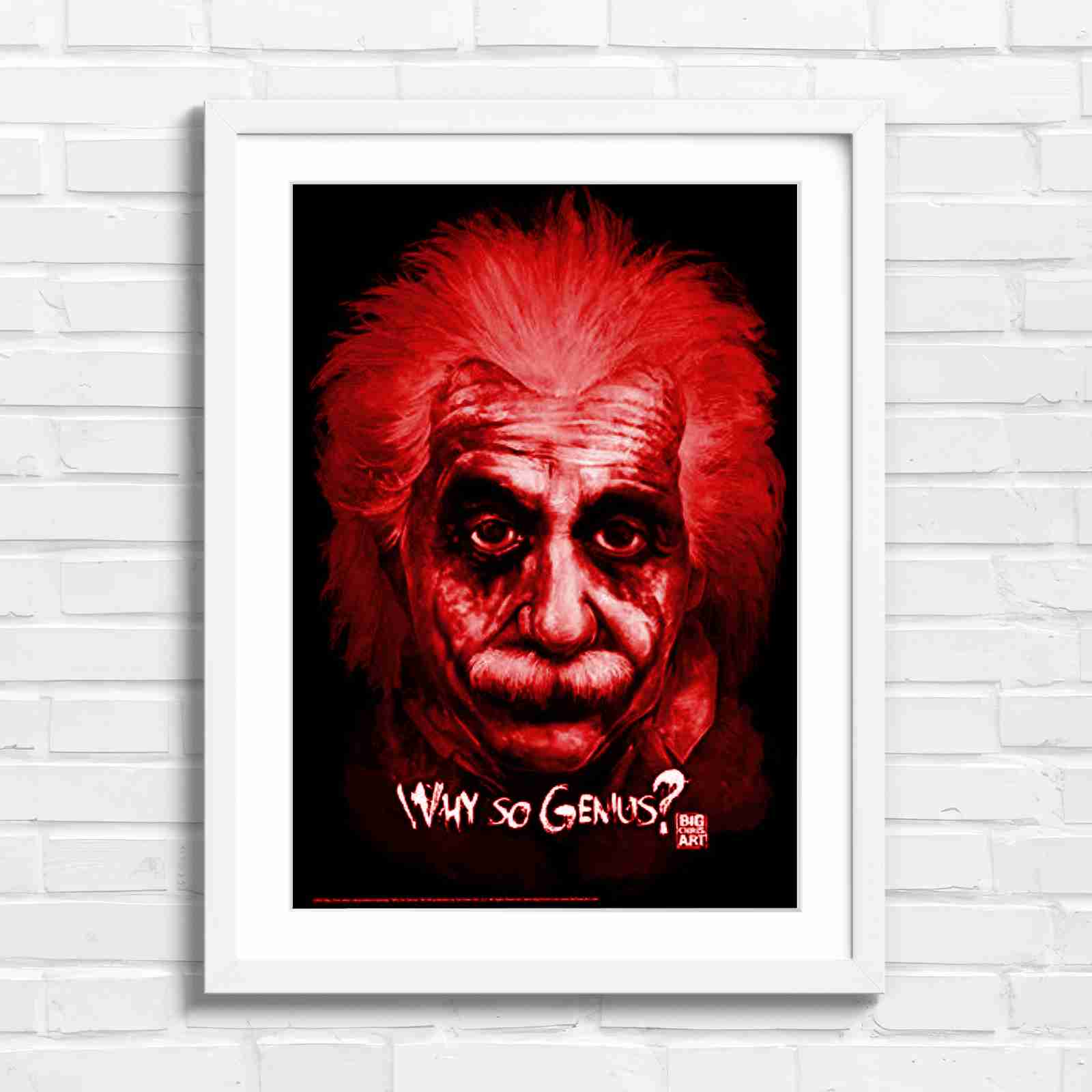 Joker Einstein Why So Genius - Red in White Frame