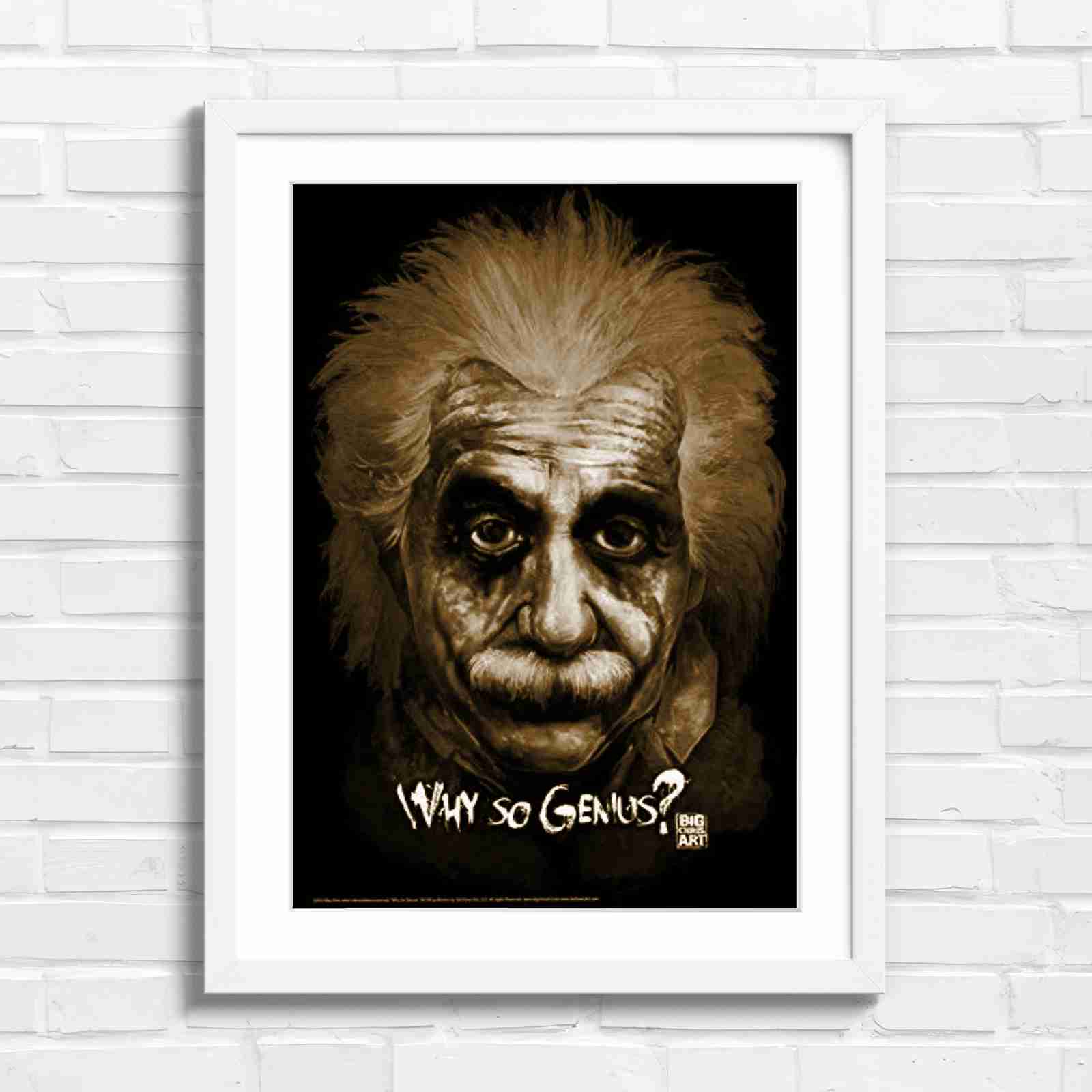 Joker Einstein Why So Genius - Sepia in White Frame