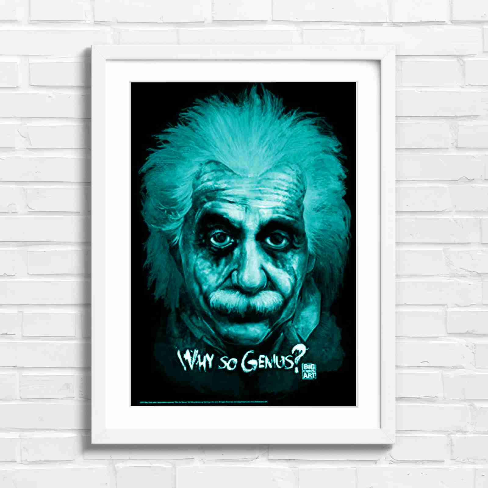 Joker Einstein Why So Genius - Teal in White Frame