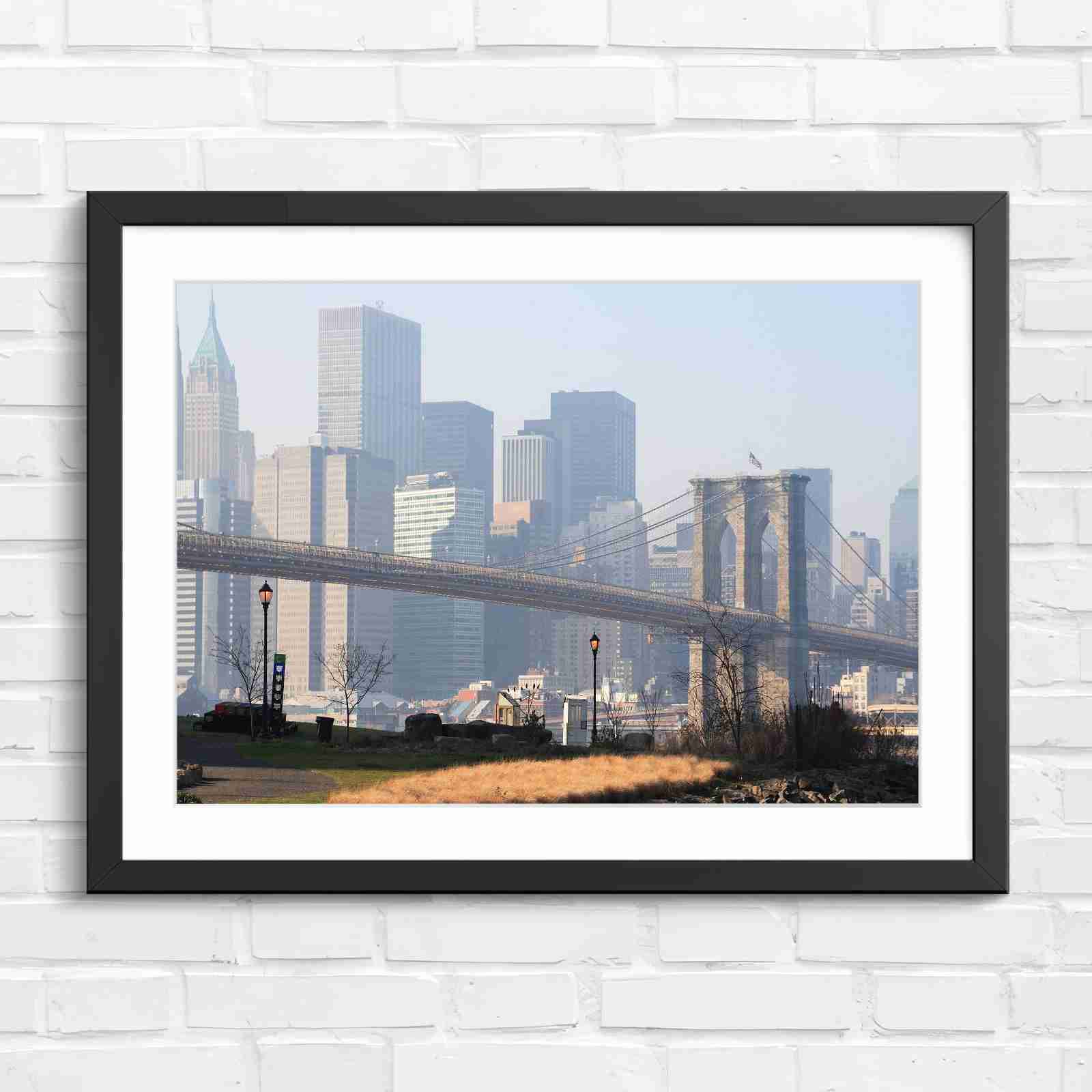 Brooklyn Bridge New York Skyline - Original in Black Frame