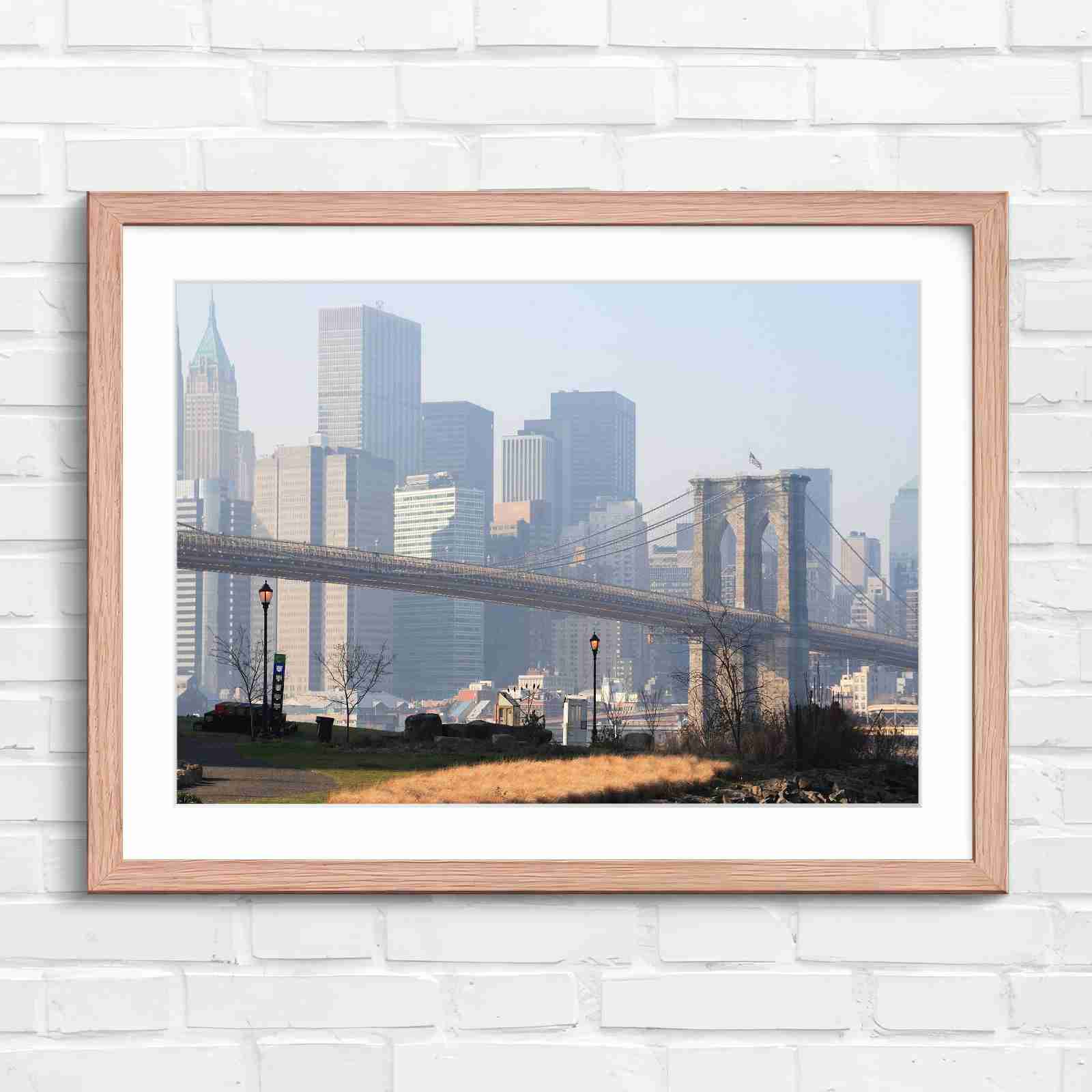 Brooklyn Bridge New York Skyline - Original in Oak Frame