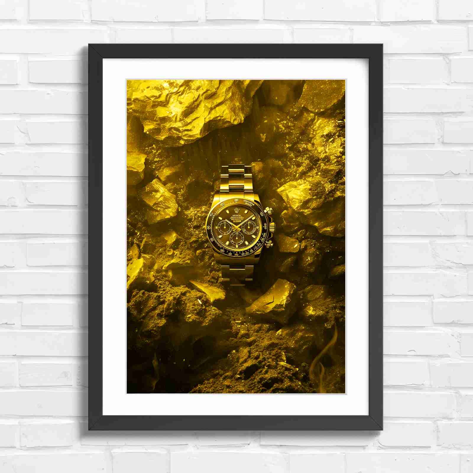 Dark Luxury Chronograph Watch Yellow Framed Wall Art Print Large ...