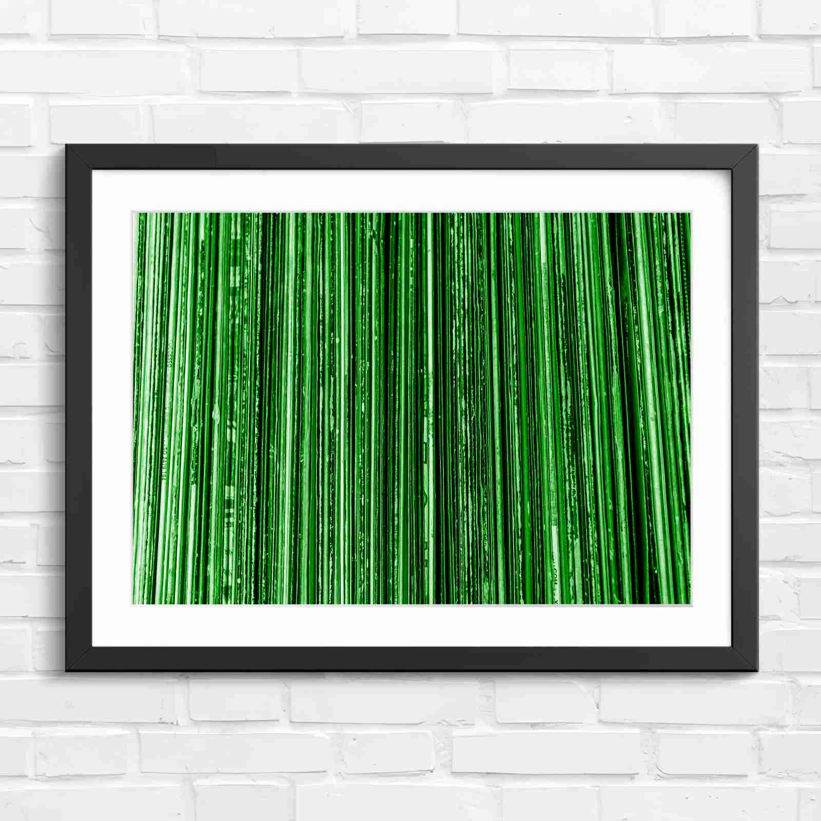 Vintage Vinyl Record Spines Art - Green in Black Frame